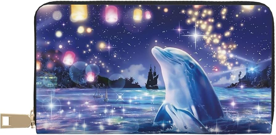 Amazon.co.jp: 長財布 イルカ 星空 海 天灯 財布 メンズ レディース 大