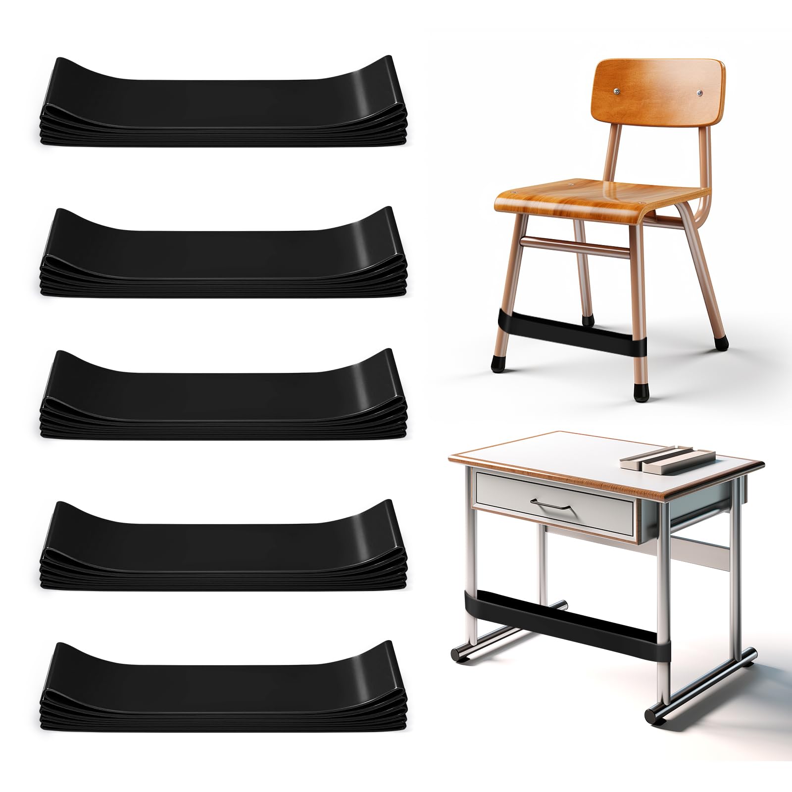 WNSIRVY 25 Pack Chair Bands for Kids with Fidgety Feet, ADHD Tools for Kids, Improve Focus & Reduce Restlessness, Chair Bands for Sensory ADHD ADD Autism - Classroom & Home Must Haves (Black)