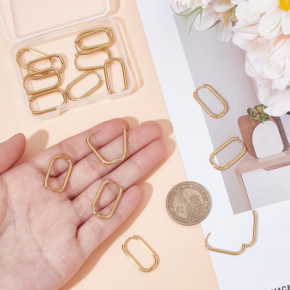 UNICRAFTALE 16 Pcs Gold Huggie Hoop Earrings 23.5mm Oval Endless Hoop Earrings Stainless Steel Huggie Earring Small Sleeper Piercing Earring Set for Jewelry Making - Image 3