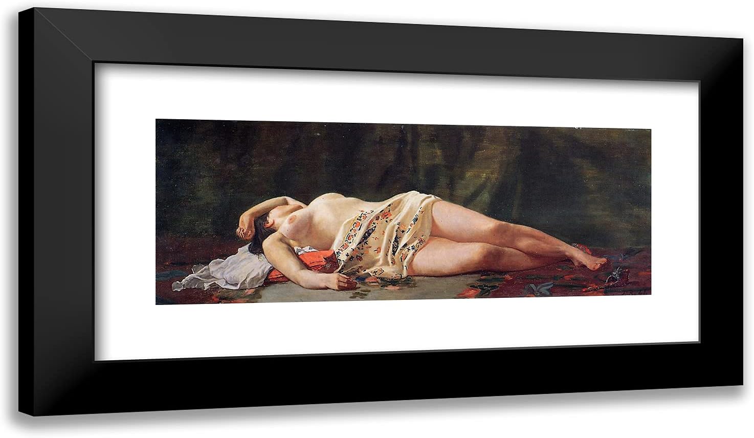 ArtDirect Bazille, Frederic 24x14 Gold Ornate Framed Art Print with Double Matting Titled: Reclining Nude