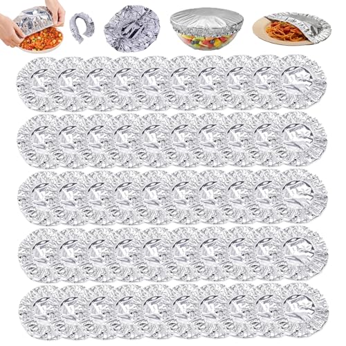 50PCS Reusable Aluminum Foil Food Covers Food Grade Aluminum Foil Fod Cover Fol Fod Covers Stretch Reusable Home Dining Table & Fod Container Alumnum Fol Heat-Retaining Cover (50pcs)