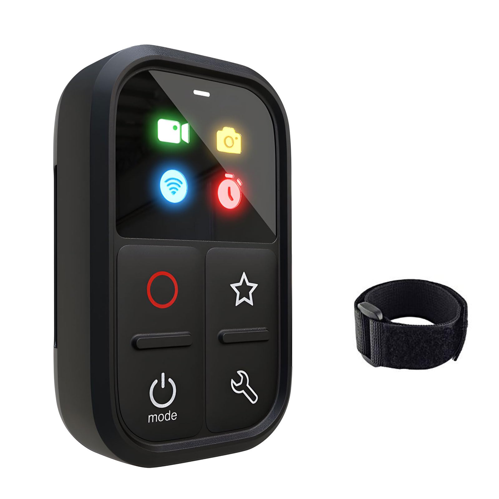 Tiandirenhe Télécommande Intelligente sans Fil pour GoPro Hero 13 12 11 11Mini 10 9 8/Max, LED Multicolore, écran Batterie intégrée, portée de 80 m avec dragonne pour câble de Charge USB
