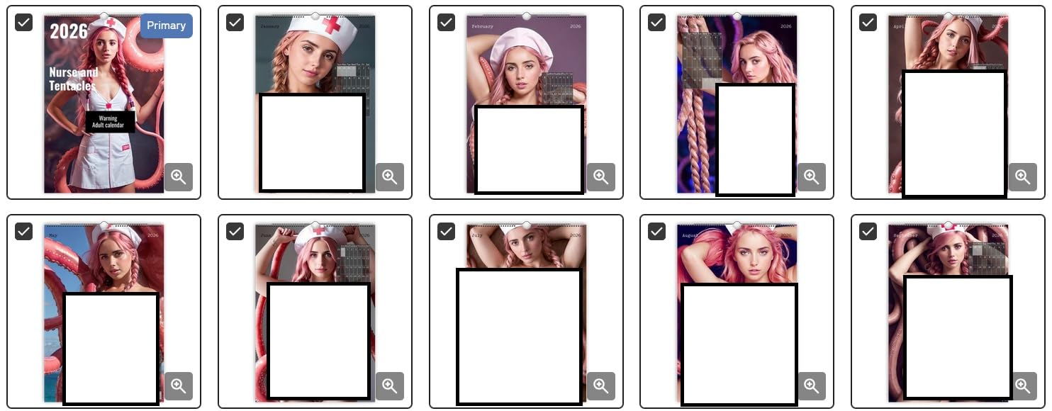 Calendrier 2026 pour adulte Cosplay infirmière vs tentacules