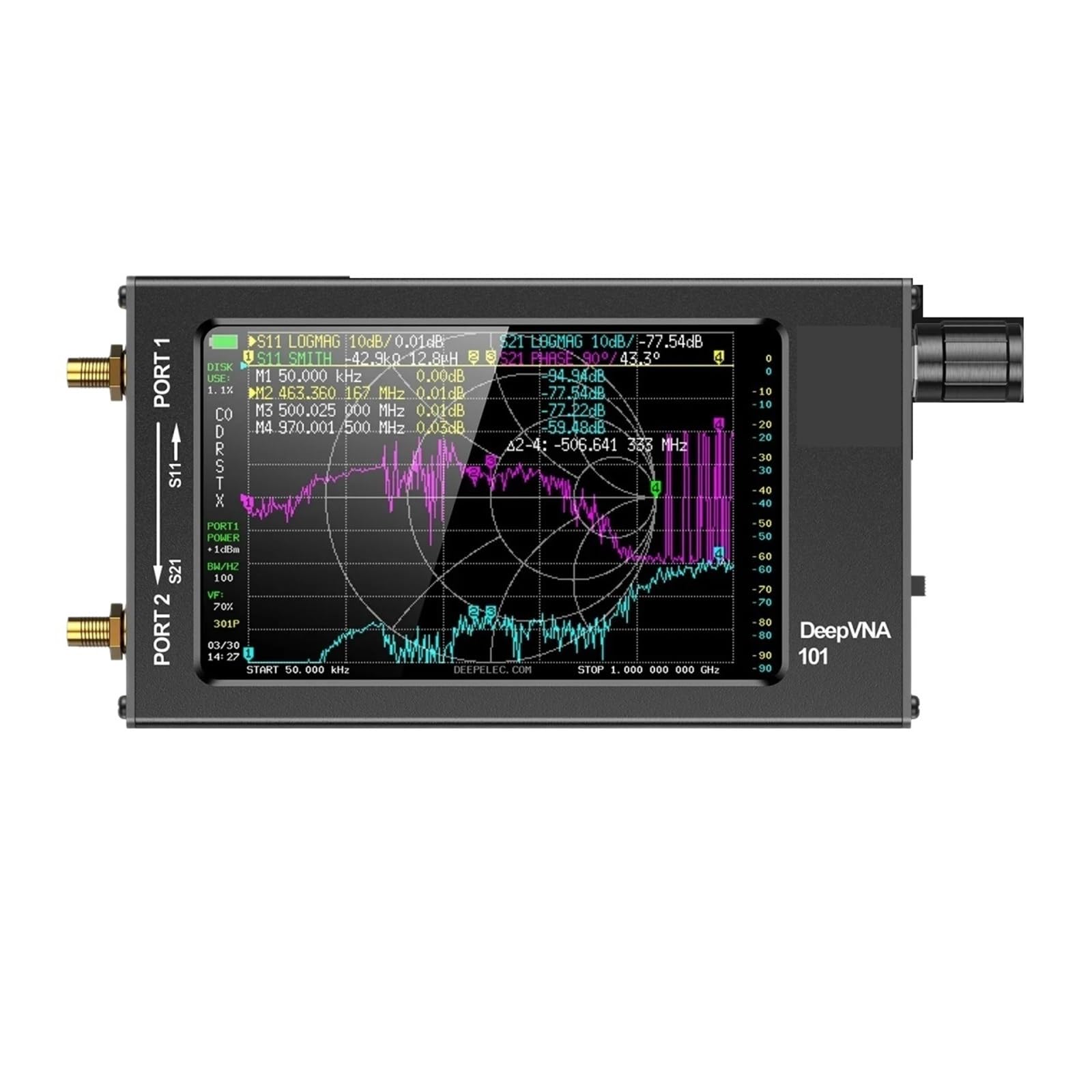 Analizador de red, Medidor de ROE DeepVNA 101 HW V3.2 Analizador antena VHF UHF Pantalla LCD IPS 4,3 pulgadas + Estuche plástico NanoVNA,para diagnóstico de cables de red