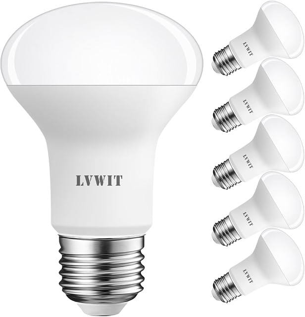 LVWIT R63 Reflector E27 LED Bulb, Warm White 2700K, R63 Spotlight Bulbs,806Lm,8W Replacement 60W,Screw in Bulbs Led R63, Non-Dimmable LED Reflector Spotlight Bulbs Screw(Pack of 6)