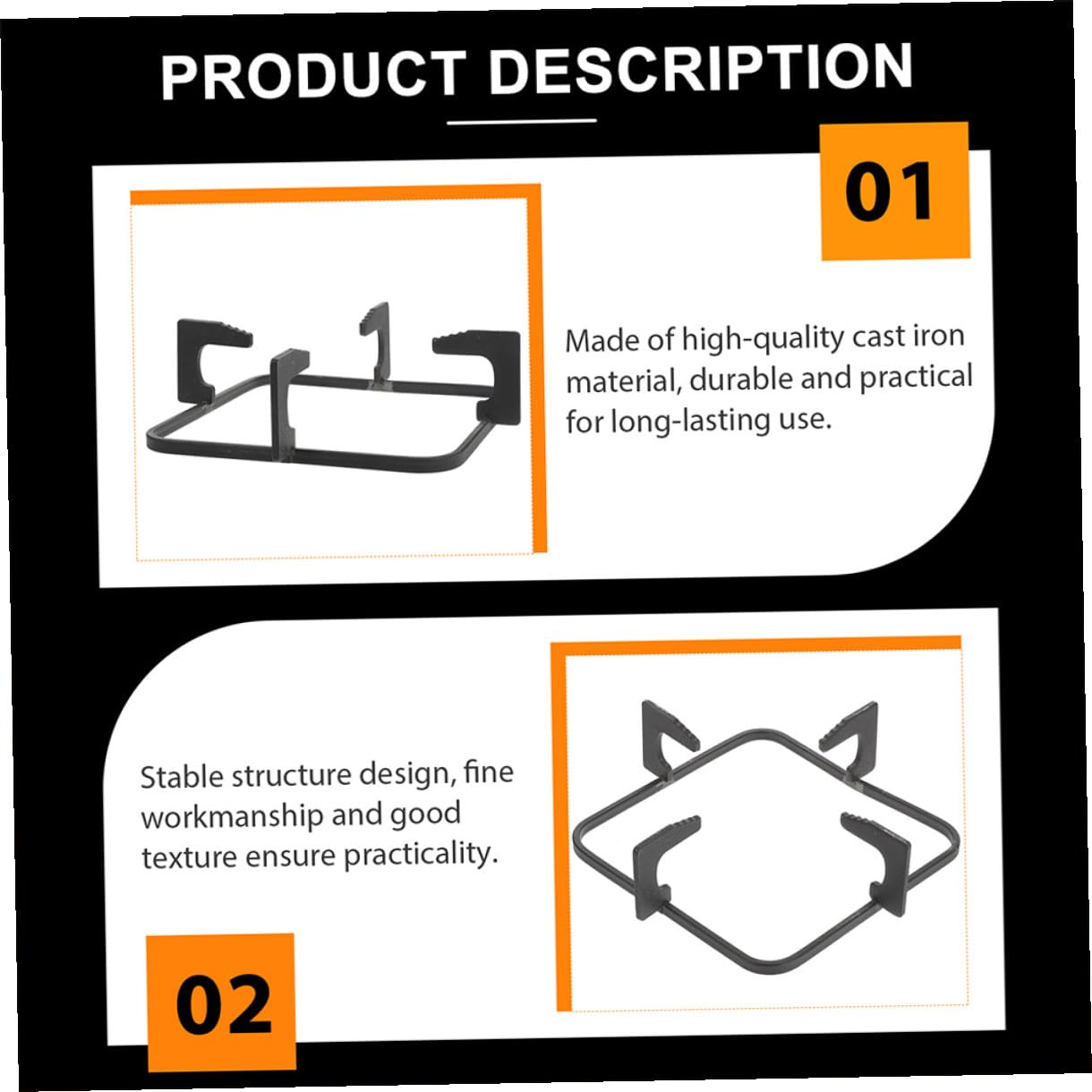 2 Stück Topfträger aus Gusseisen für Gasherd Stabiles Design und Hohe Haltbarkeit für Küche und Camping Rutschfeste Herdstützen für Wok und Töpfe
