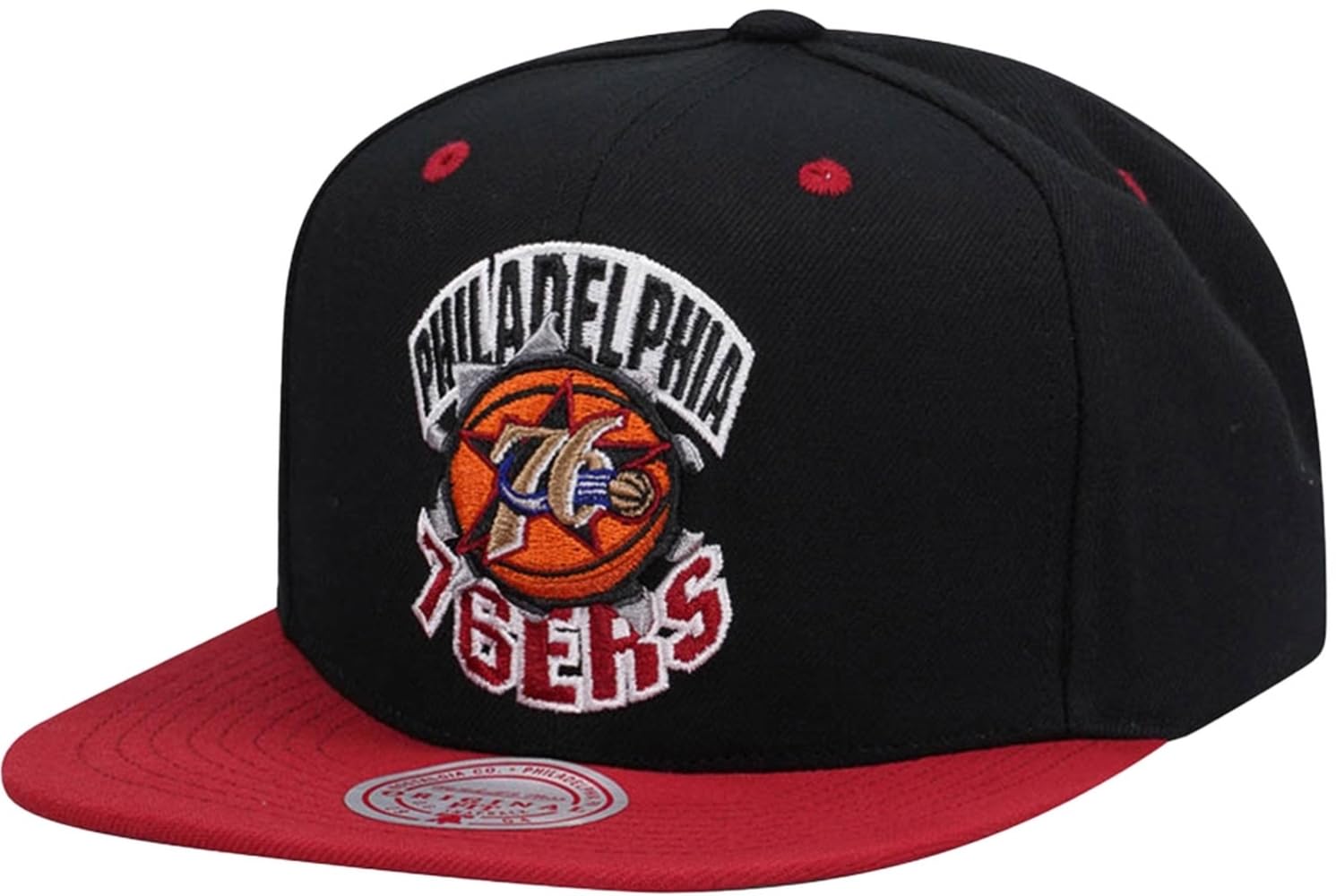 Mitchell & Ness Men's Black Snapback Cap Breakthrough Philadelphia 76Ers - One Size