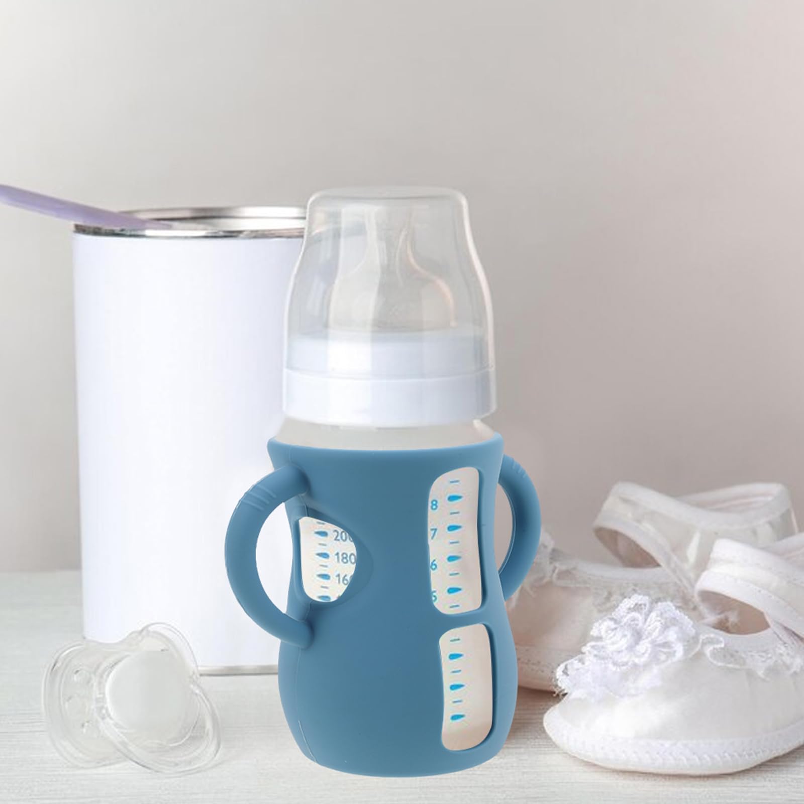 Funda de Silicona para Biberones de 240 Ml con Asas Dobles, 3 Piezas, Azul Marino y Morado, Protector Anticaídas Compatible con Philips, Accesorio para Alimentación y
