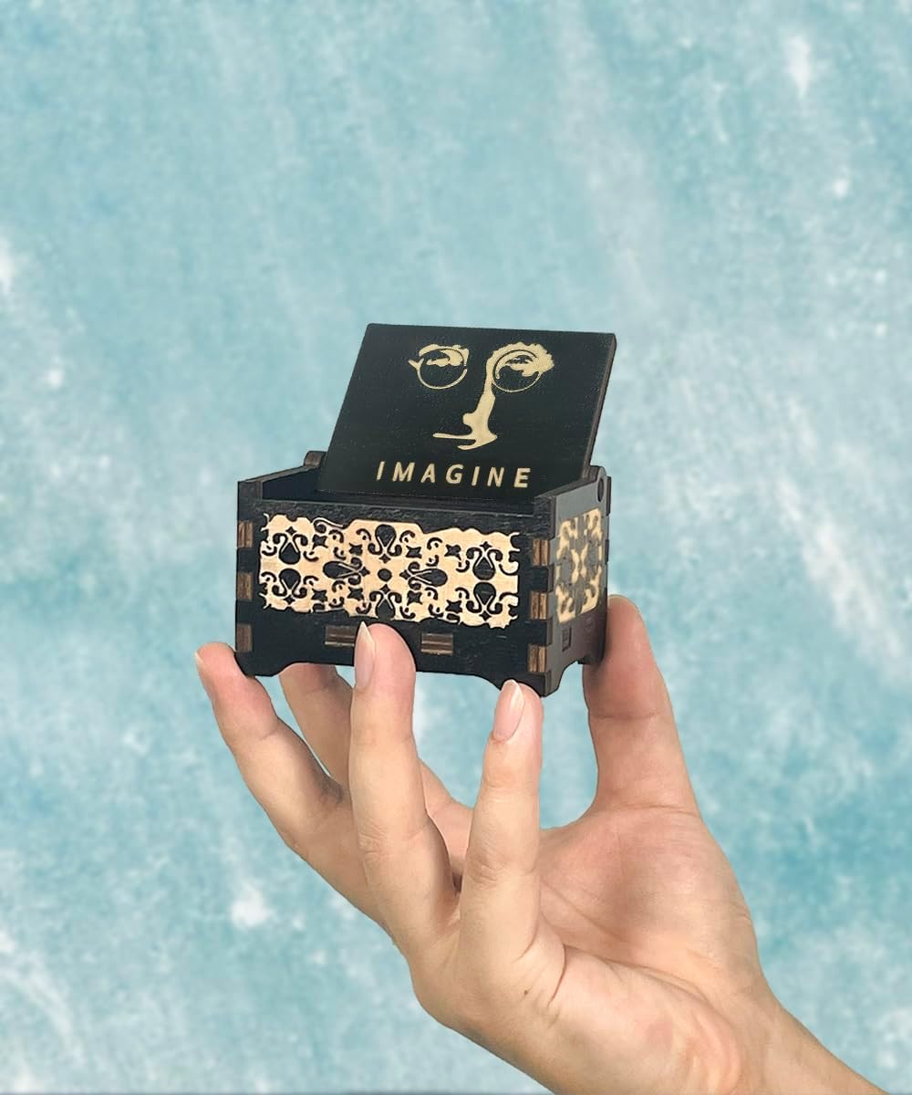 Sooharic Imagine Music Box- 18 Note Mechanism Antique Carved Wooden Music Box Crafts Desk Decoration (Imagine) - Image 5