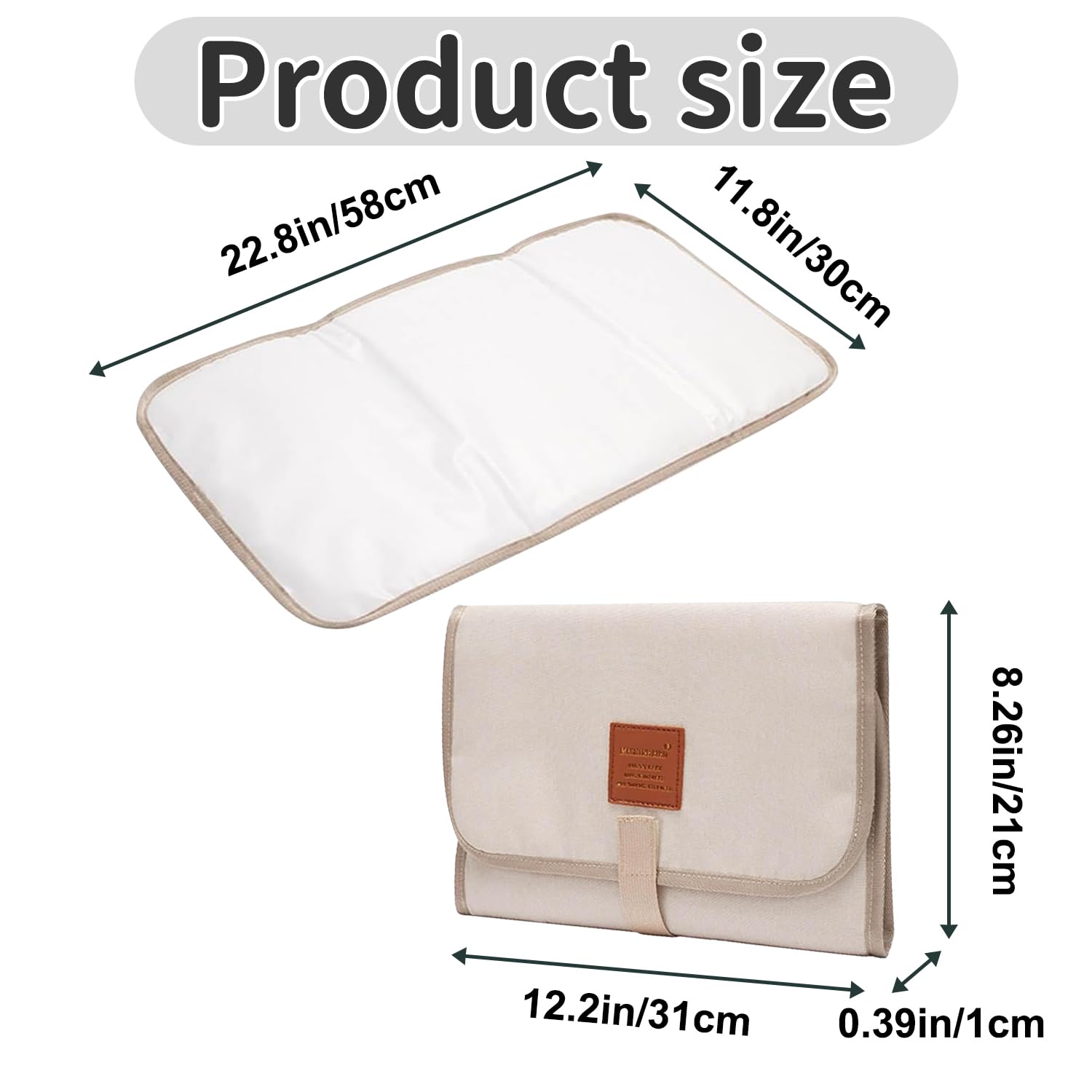 Portable Baby Changing Mat - Waterproof, Foldable, and Machine Washable for Easy Travel and Home Use (Ivory) - Image 2