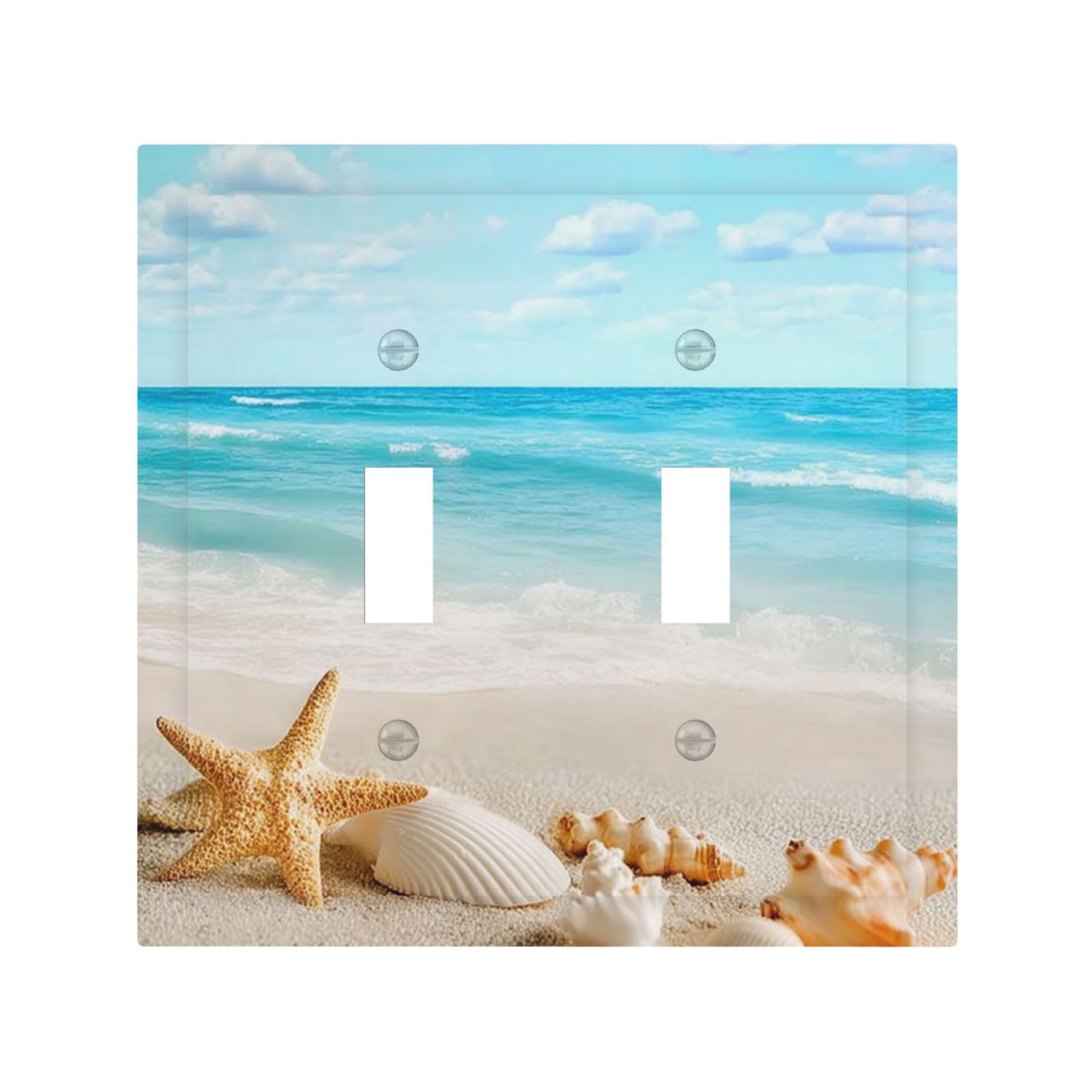 Panel decorativo de doble palanca con estampado playero de conchas marinas