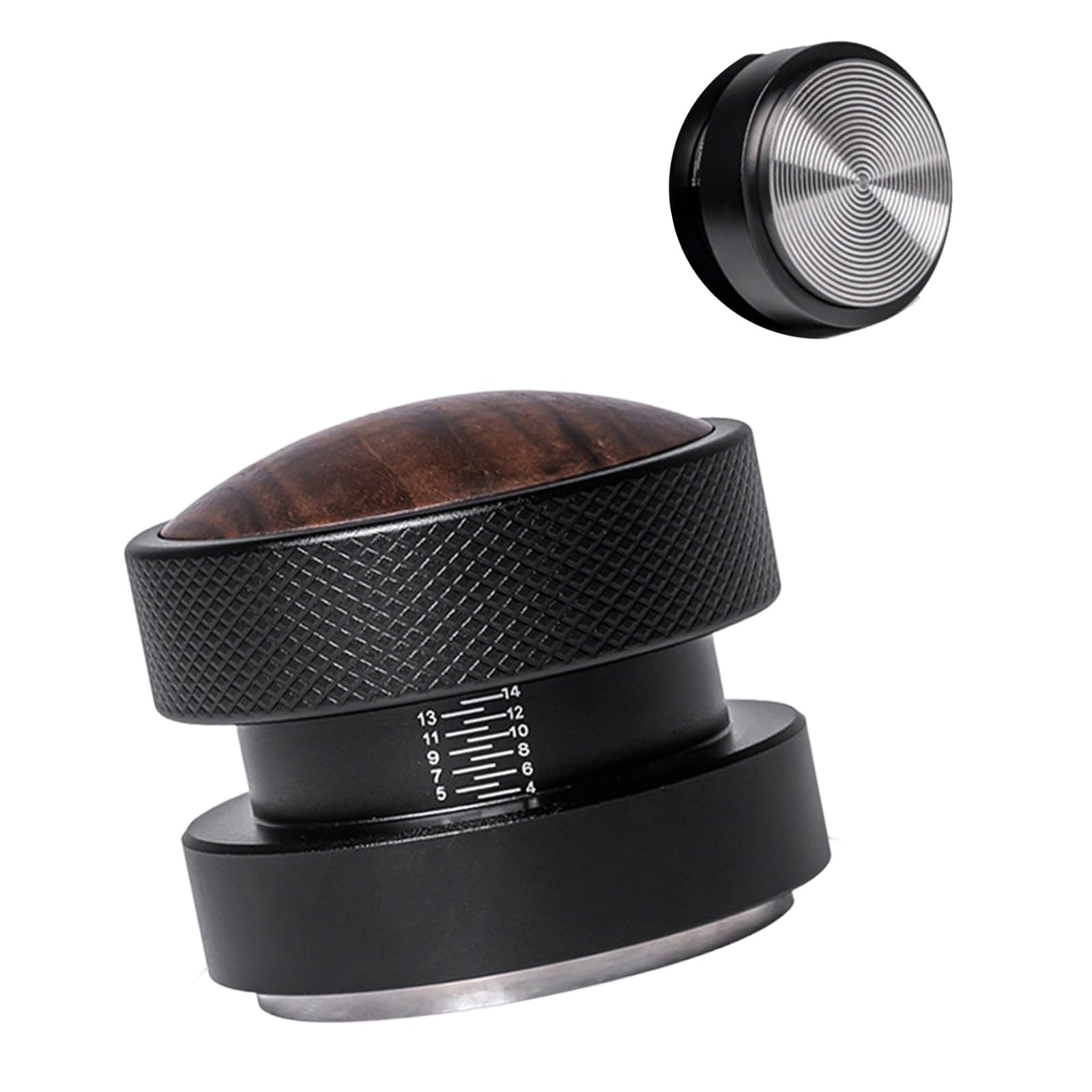 Tsophreniq Stainless Steel Espresso Coffee Tamper with Ergonomic Handle Professional Adjustable Depth Coffee Distributor Enduring Auto Leveling Stainless Steel Spring Loaded Palms Tamper
