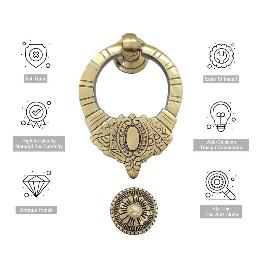 Crown Prince Door Knocker DK-025 | Crown Shape Door Knocker | Brass Door Knocker | Handmade Door Knocker for Main Door | Size 5.8 Inchs 450 gm Antique — Amazon image 4