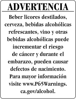 California Prop 65 Alcohol Warning Sign Metal Sign 12x8 Inch - Safety, Warning, Notice Signage