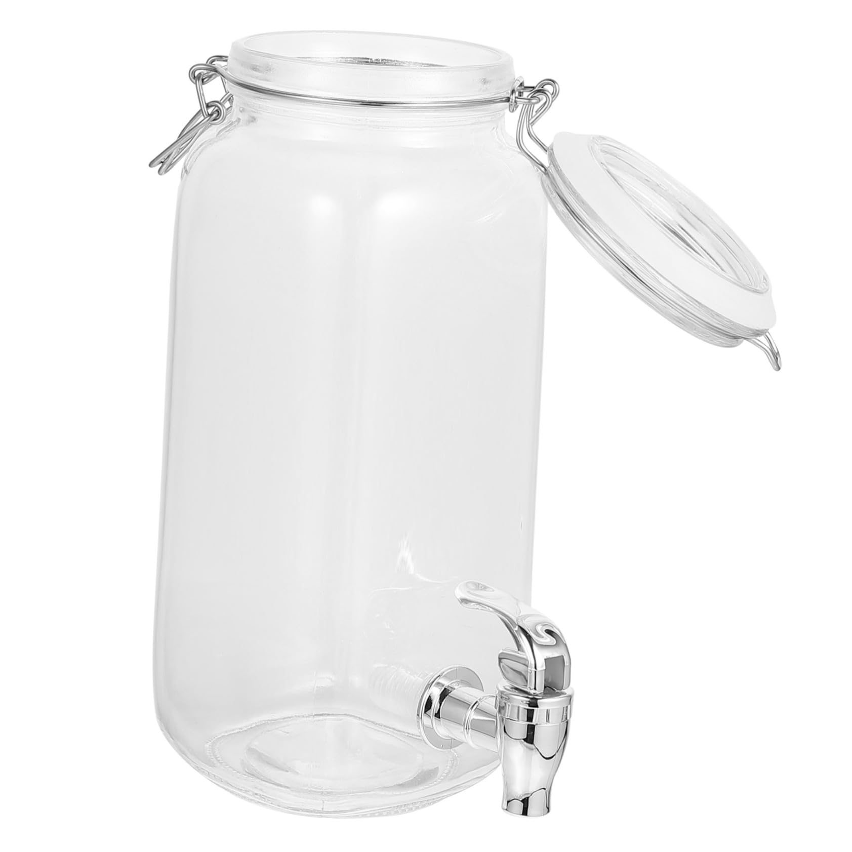 Dispensador De Bebidas De Vidrio 2l Con Grifo Abs Sellado Hermético Para Jugos y Vinos Uso Doméstico Almacenamiento Práctico