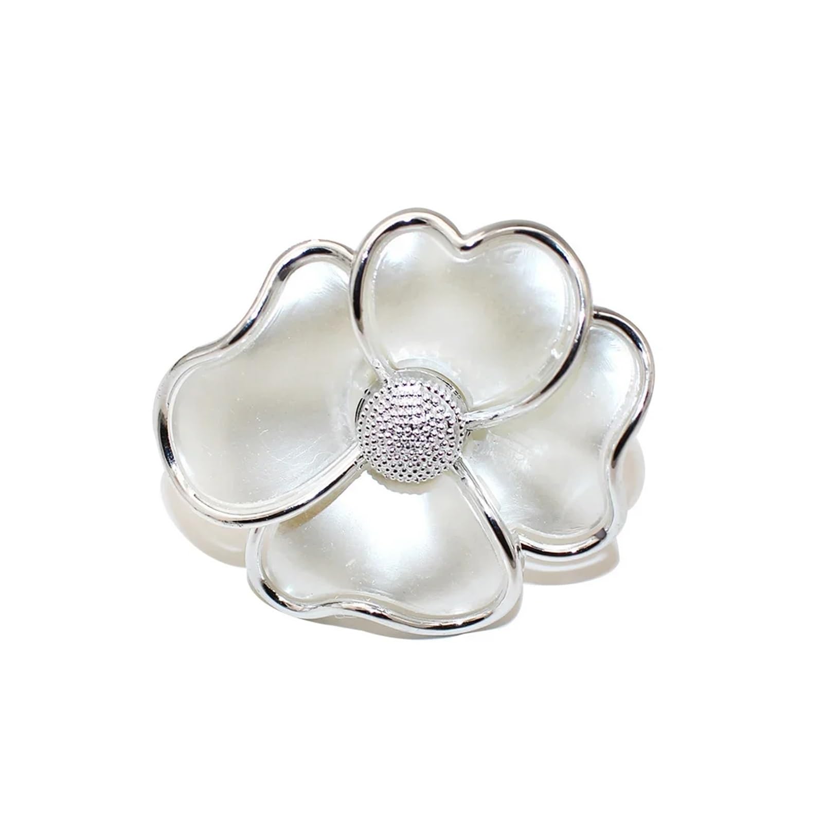 napkin rings 6Pcs White Flower Napkin Rings Gold Buckle Floral Holders for Wedding Birthday Christmas Dinner Party Table Decor(ERF05-Sliver-6pcs)