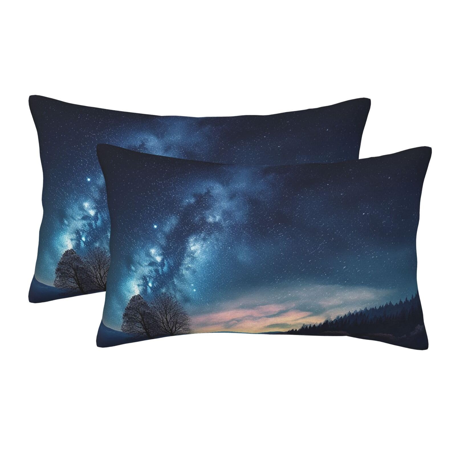 2 Pack Standard Size Pillow Cases for Hair and Skin Soft Breathable Pillow Case Covers with Hidden Zipper Night and Sky Pillowcase 20"x30" Pillow Cover for Sleeping Gift