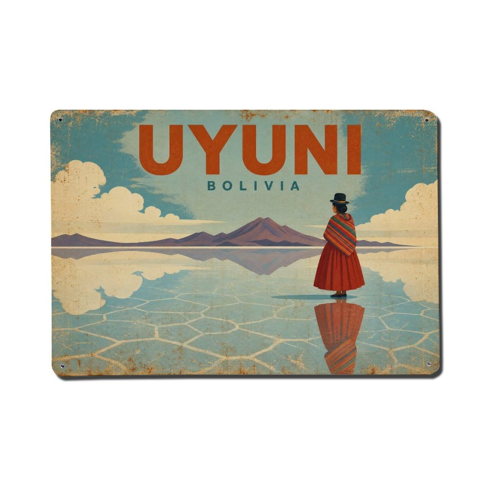 Vintage Travel Bolivia Uyuni Metal Tin Sign