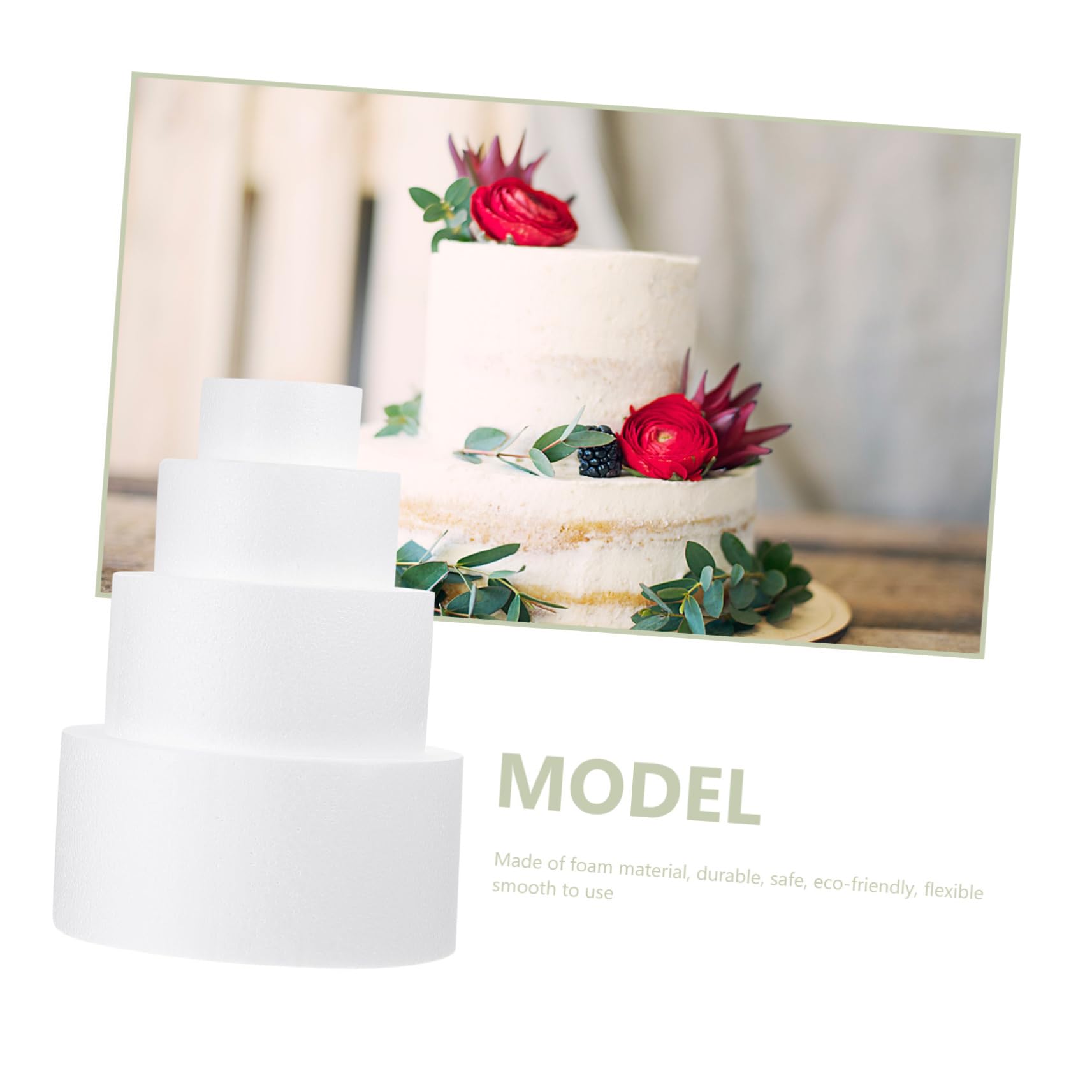 Gadpiparty 4 Stück Weißes Schaumstoff Kuchenform zum Üben der Tortendekoration mit Flexiblen Formen für Selbstgemacht Kuchendeko und Partydekorationen