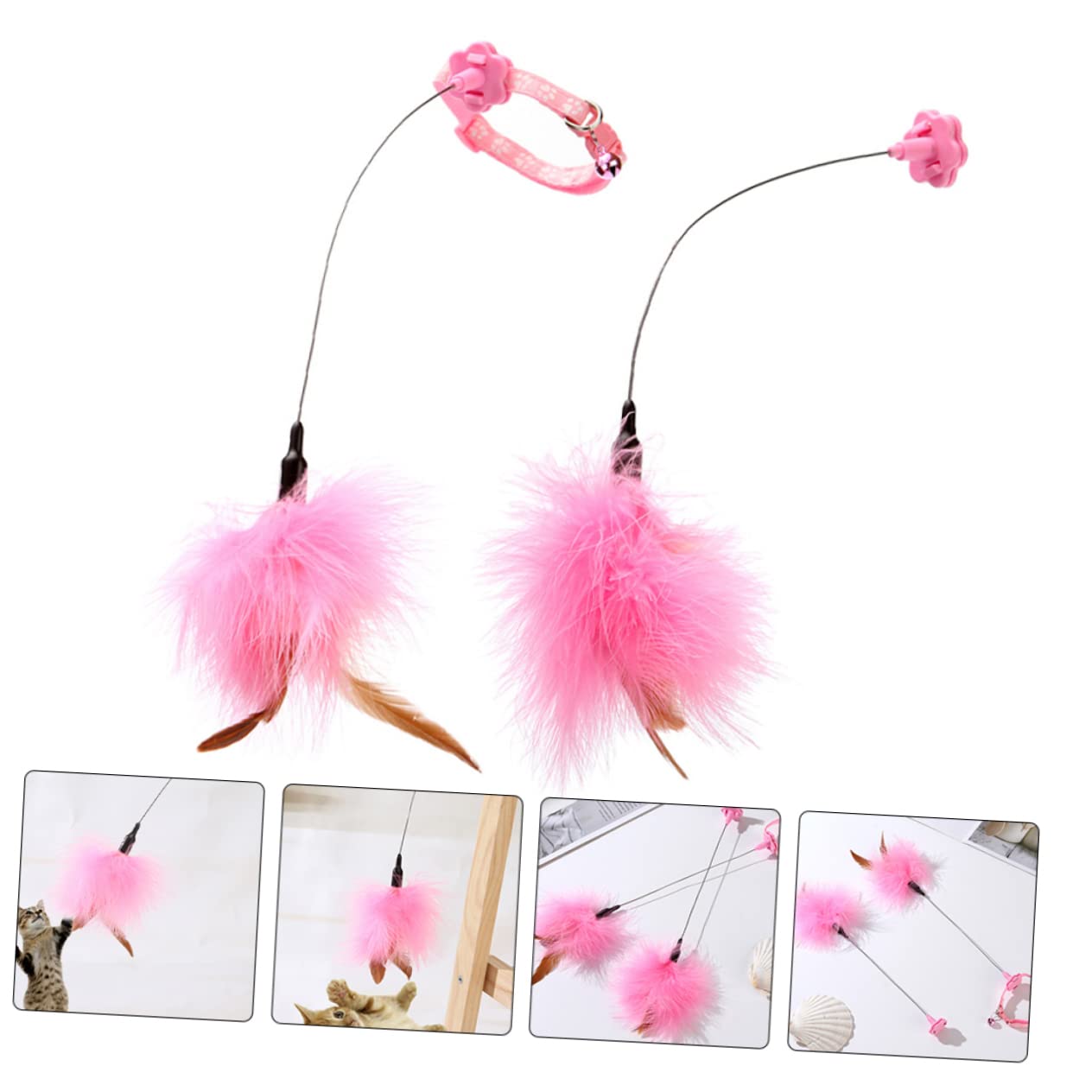 Toyvian 2pièces Jouet Interactif à Plumes pour Chat pour Chat Intérieur Stimule Instinct De Chasse du