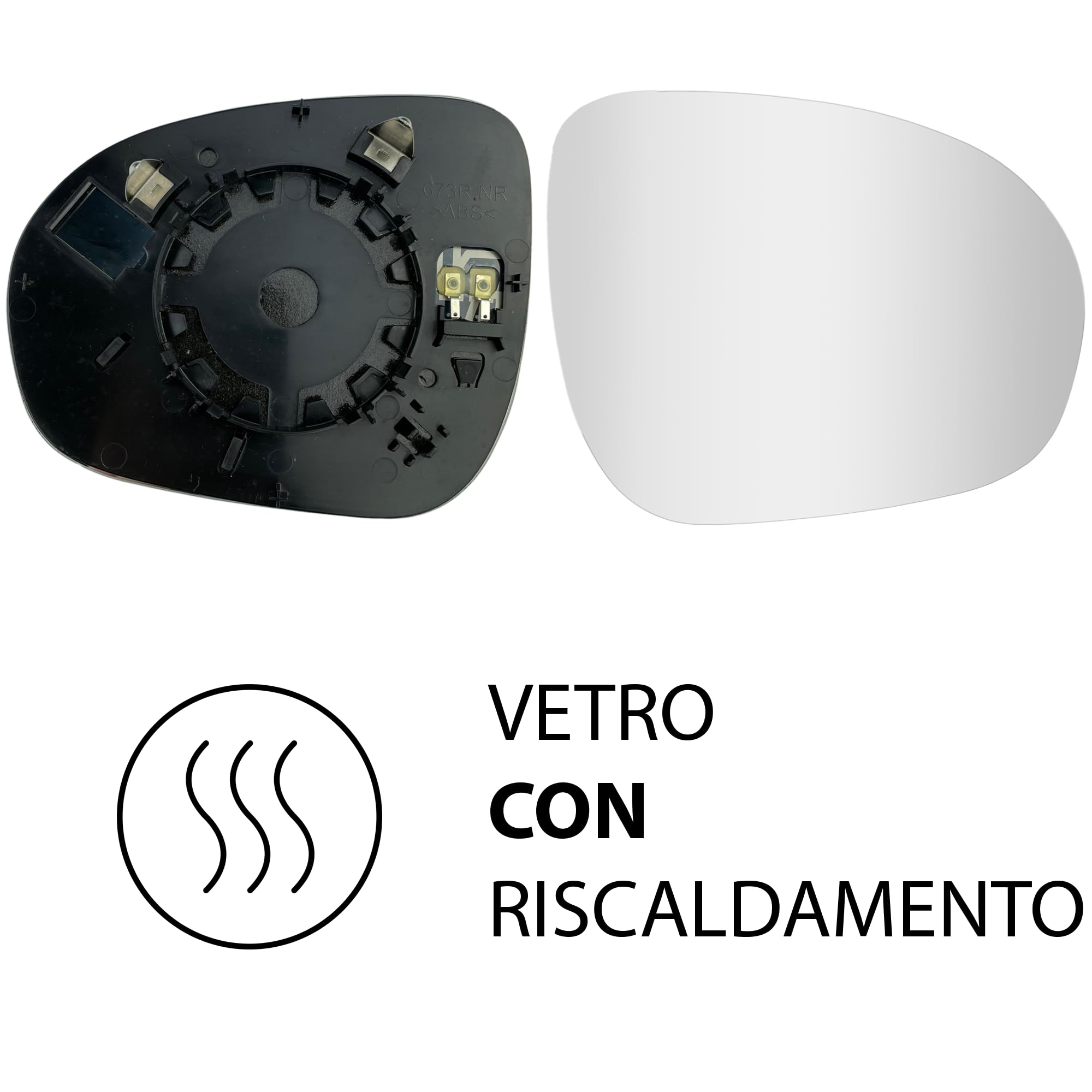 Vetro Specchietto per FIAT 500X destro (RISCALDABILE), Vetro - cromato e convesso, numero OEM: 530856101 VIEW MAX specchio da ricambio (DX)