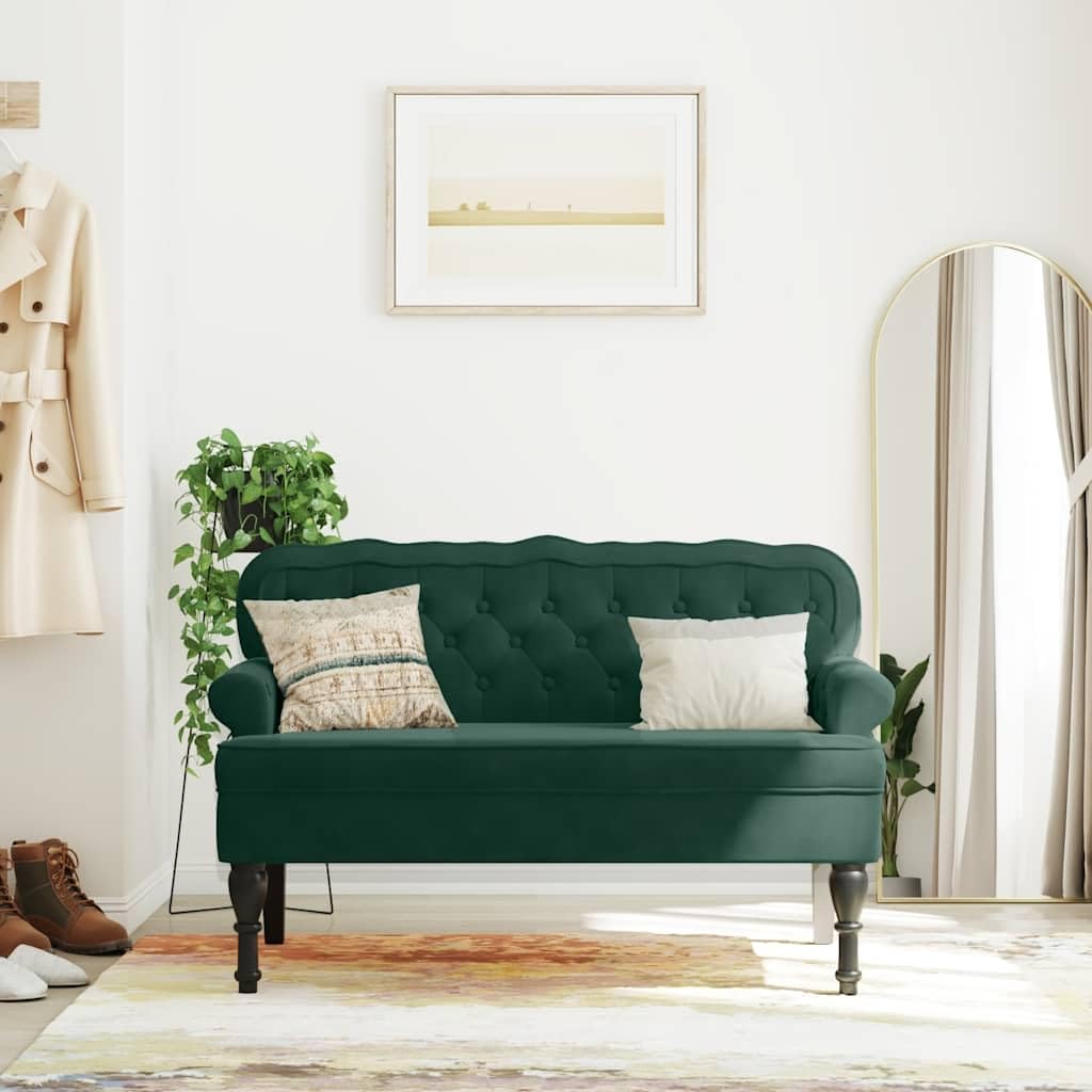 Generico Panca con Schienale Verde Scuro 119,5x64,5x75 cm in Velluto,Panche