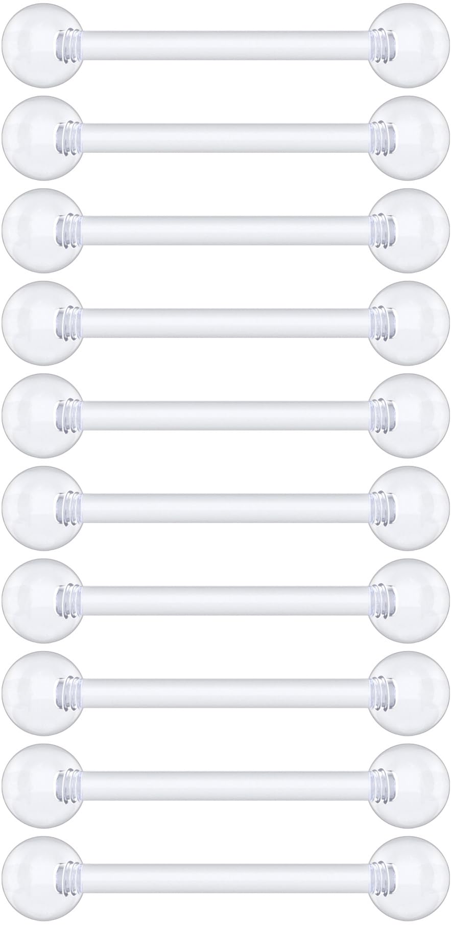 Photo 1 of Clear Tongue Rings For Work School - Nipple Retainer 16g Bioflex Clear Piercing Jewelry 16g For Surgery - Invisible Tongue Ring Retainer For Sports - Plastic Nipple Piercing Bar 16 Gauge Conch Helix