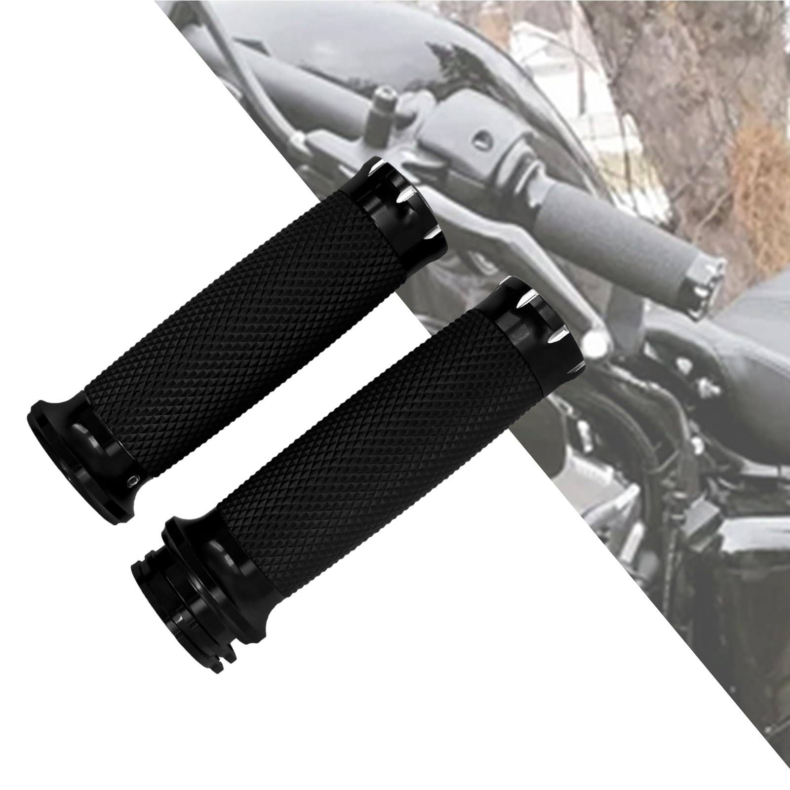 HDBUBALUS Motorcycle 1" Hand Grips Handlebar Grips Cable Throttle Fit for Harley Touring Street Glide Road King Road Glide Electra Glide Dyna Softail