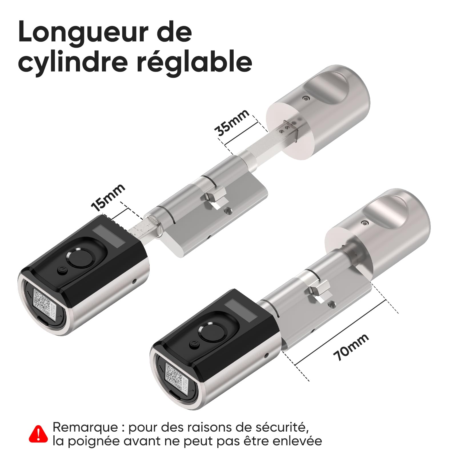 RUILON Serrure empreinte digitale - Touch41 Serrure connectee porte entree IP65 avec 3 cartes RFID, Cylindre biometrique 40x30 pour épaisseur de porte 50-100 mm Maison Bureau facile à installer