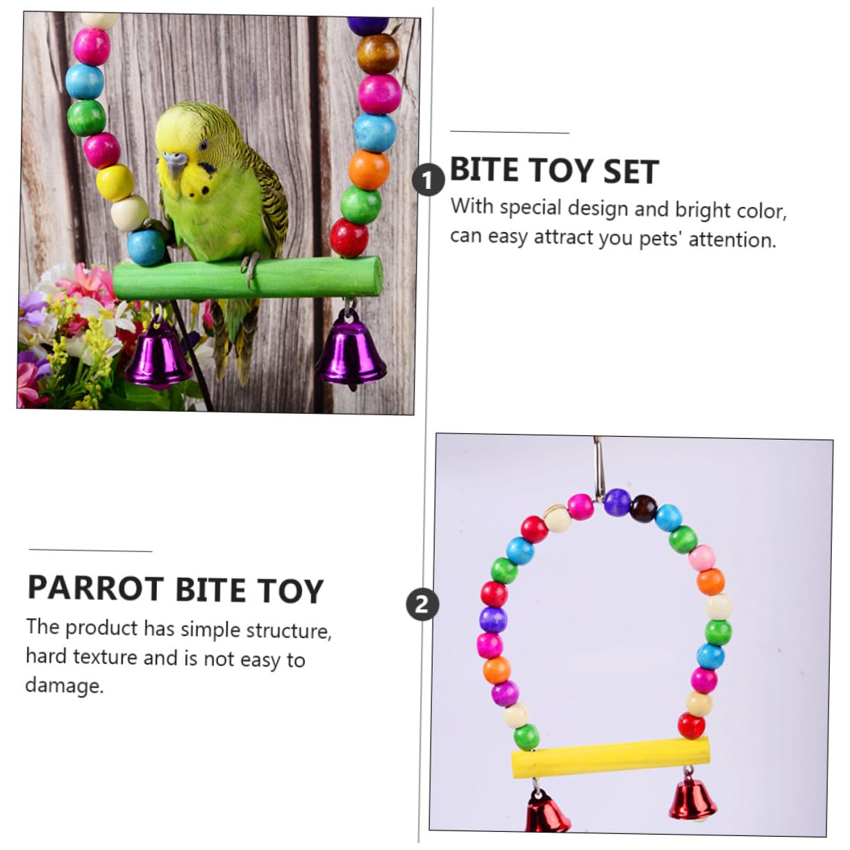 Housoutil 5pièces Jouets à Mordre pour Oiseaux Jouets Créatifs pour Perroquets Et Oiseaux De Compagnie Amusants Et Colorés