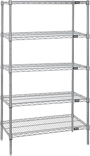 Quantum Storage Systems WR86-2454S-5 Wire Shelving Starter Kit, 54" W x 24" D x 86" H, 600 lbs Capacity, Stainless, Stainless, NSF
