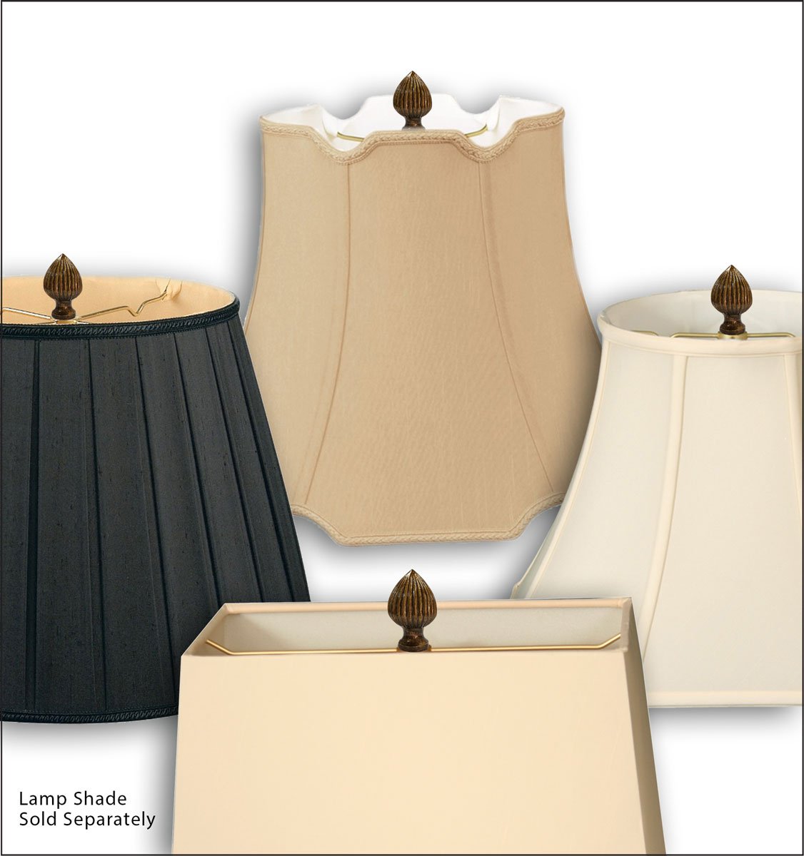 Royal Designs - Terminal de lámpara de pera acanalada de 2.25 pulgadas para pantalla de lámpara, latón antiguo 4