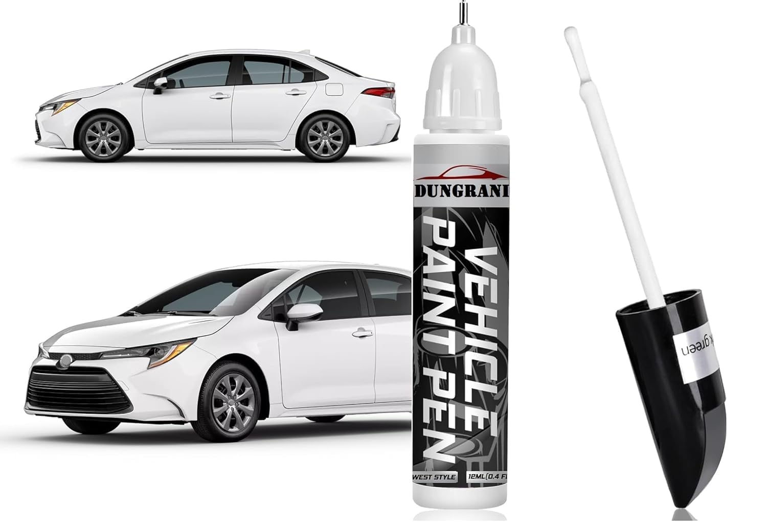 DUNGRANI 2 In 1 White Car Scratch Remover Touch Up Paint Pen | Quick Dry Automotive Paint for Minor, Deep Scratches, Chips & Scuffs | Easy Applicator for Cars & Bikes (Real White)-image-7