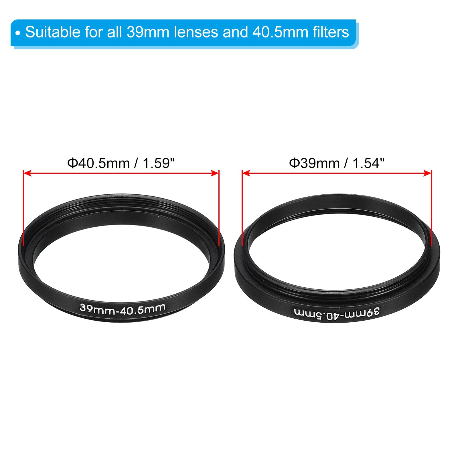 PATIKIL 39mm-40.5mm Metal Step Up Ring with Cleaning Cloth - Image 2