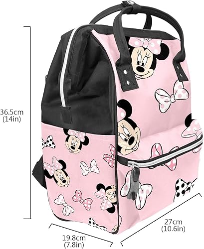 Miniatura 3 de Mochila para pañales con lazos de ratón rosados bolsa de hombro de gran capacidad mochila de pañales para mamá y papá mochila ligera de viaje