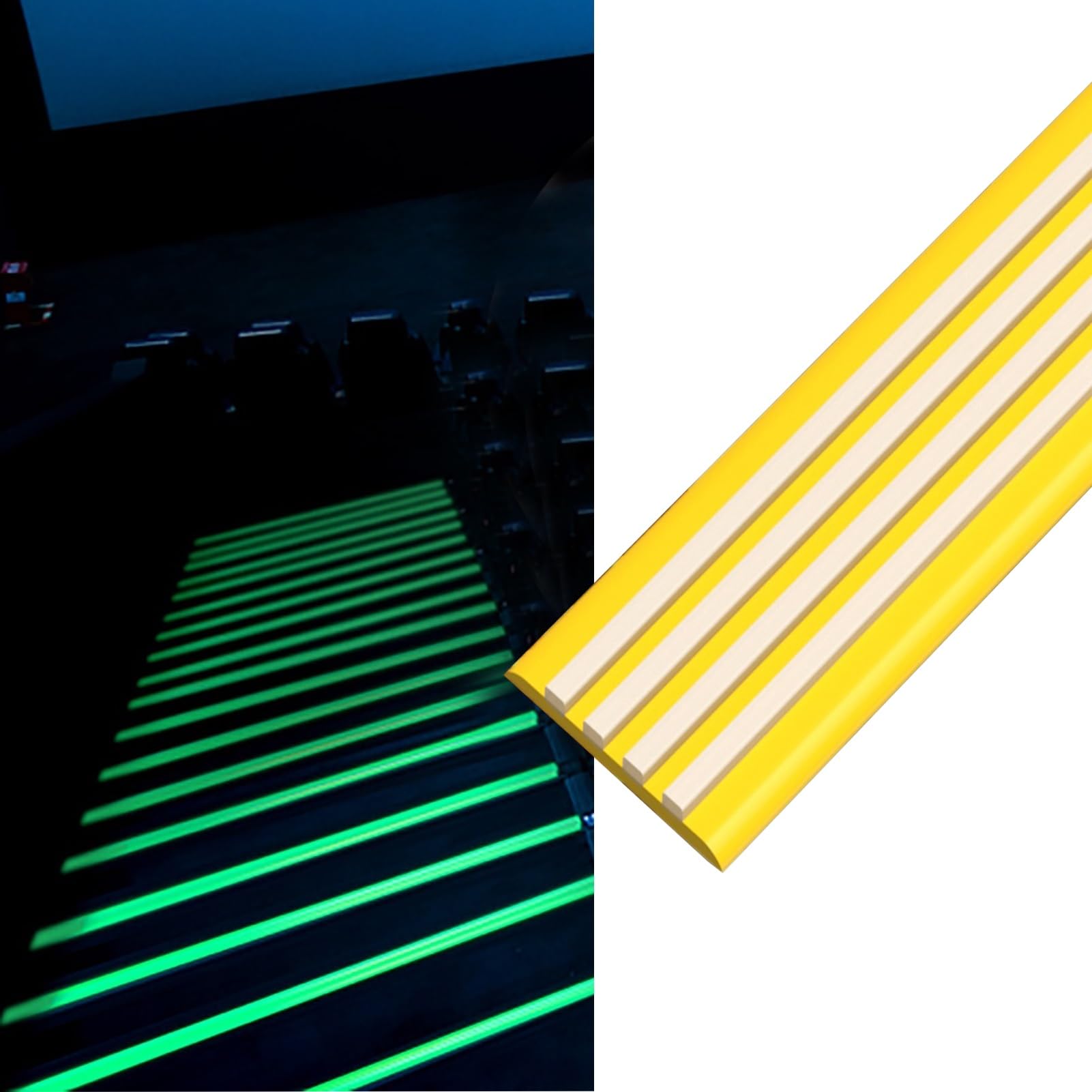 Cxvhsertwr Yellow 5Cm Stair Carpet Treads, Glow Stair Tread Edge Protectors Nosing Edging(,L 6M)