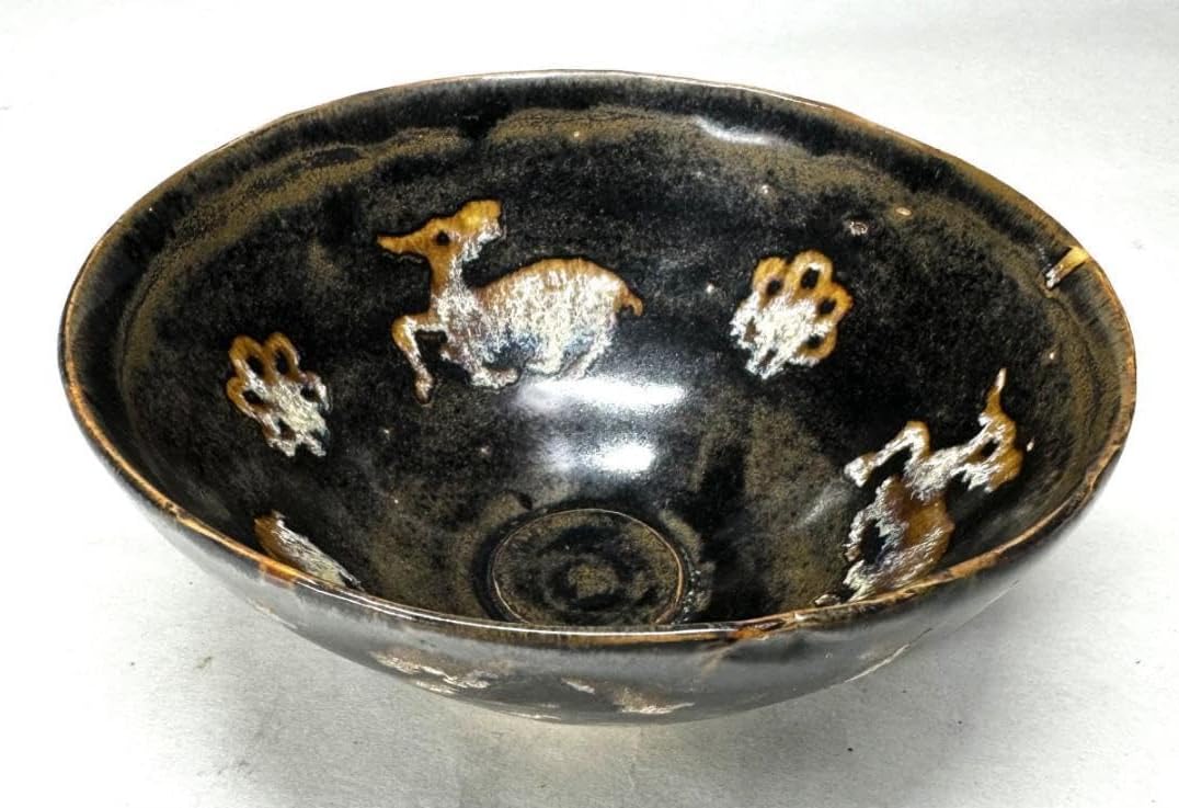 南宋 吉州窯 玳玻天目 玳玻釉牛文茶碗 剪紙紋 天目茶碗 中国古陶WWTT006 南宋 吉州窯 玳玻天目 玳玻釉牛文茶碗 剪紙紋 天目茶碗 中国古