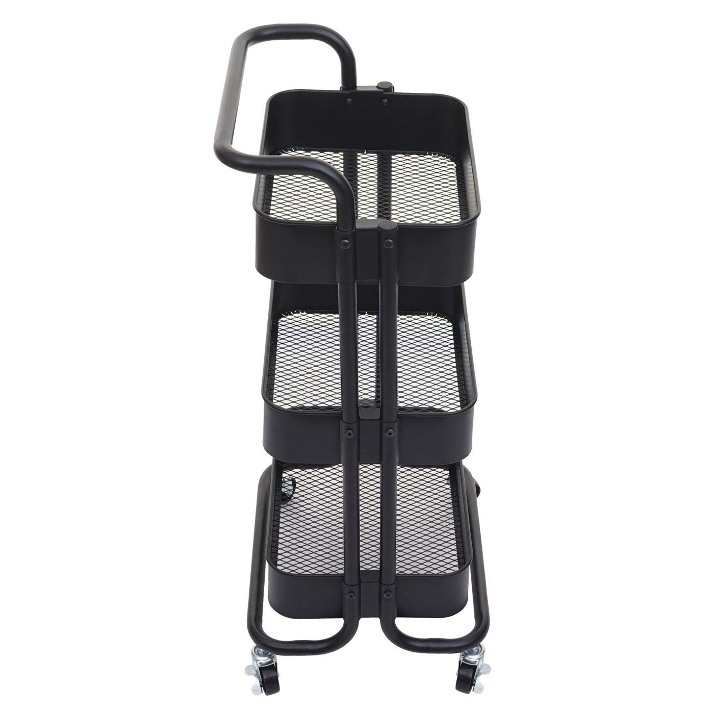 Mendler HWC-C64 - Carro de cocina con asa, color negro | Carrito de bar, carro de té, carrito de transporte