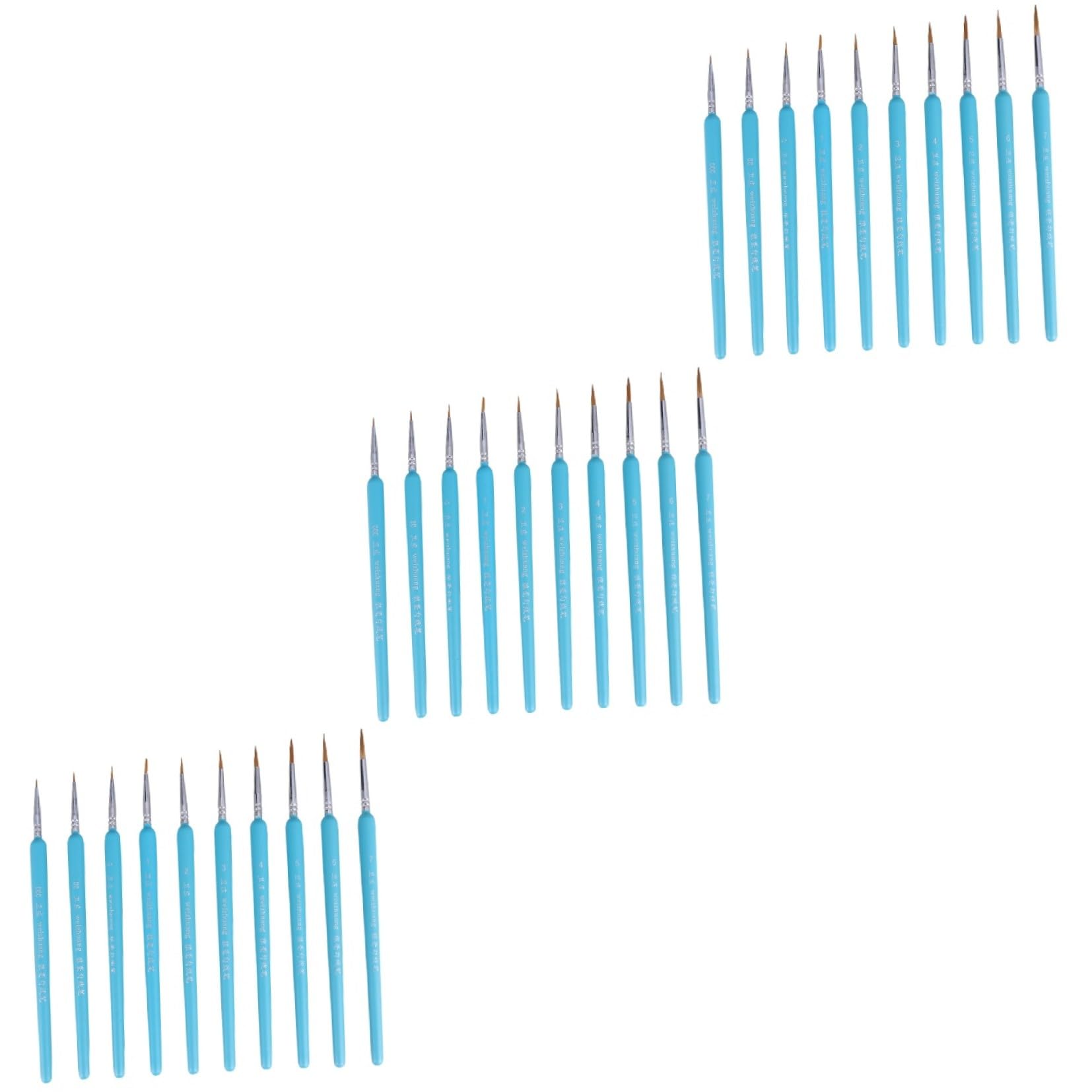 STOBOK 3juegos Pinceles De Detalle para Pintura Miniatura Pinceles De Pelo De Color Azul para Acuarelas Acrílicos y Óleos para Artistas