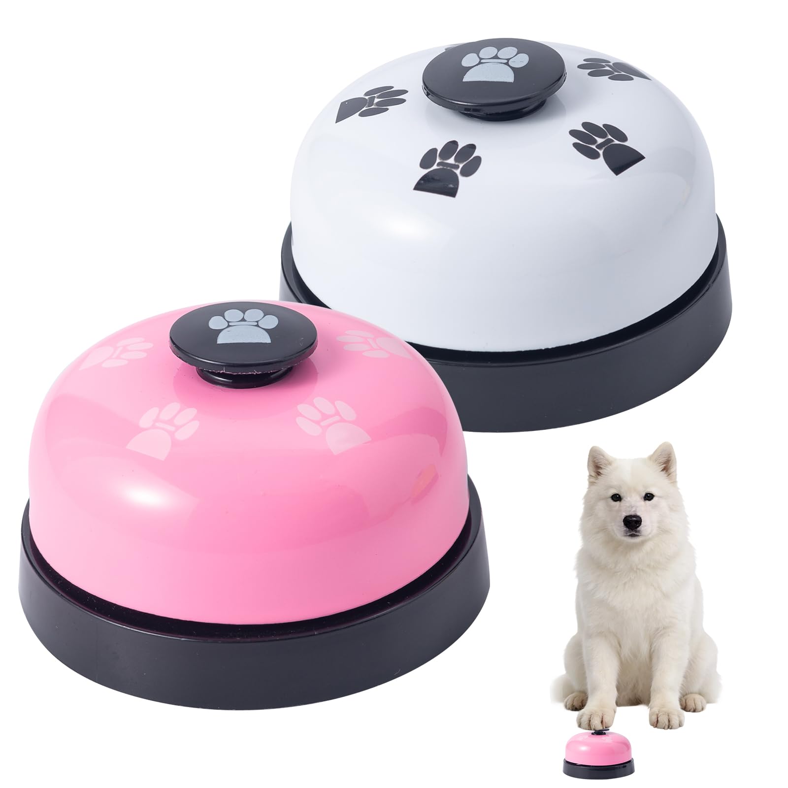 SLSON 2 PCS Pet Training Bells Doorbell Toilet Training Dog Bell for Door Potty Training Loud and Crisp Doorbell Puppy and Cat Communication Device (Pink and White)