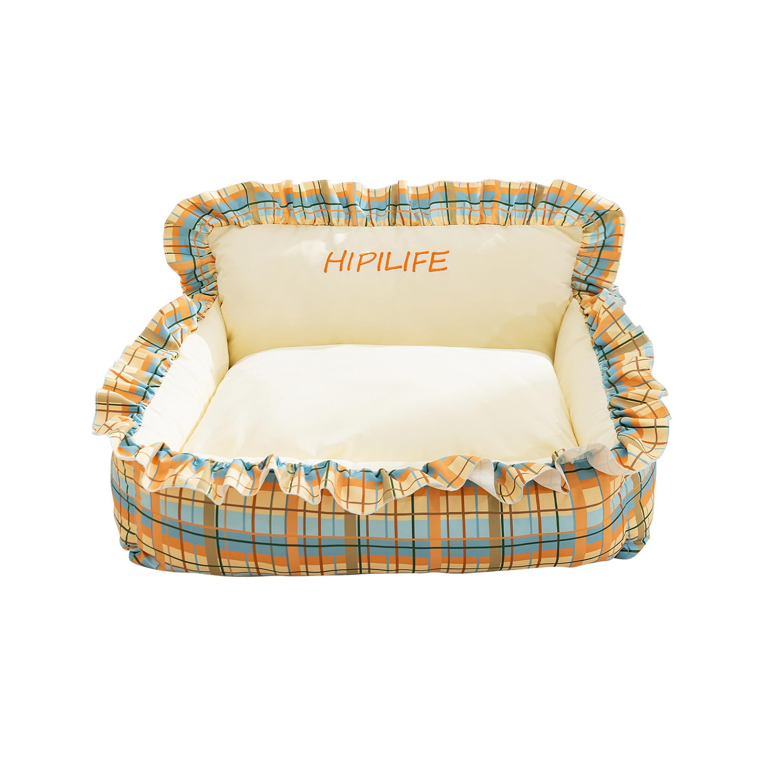 Galatée Dog Bed, Pet Bed With Removable Washable Cover, Durable Cat Nest For Indoor Cats, Cute Pet Sofa With Non-Slip Bottom(XL, Orange)
