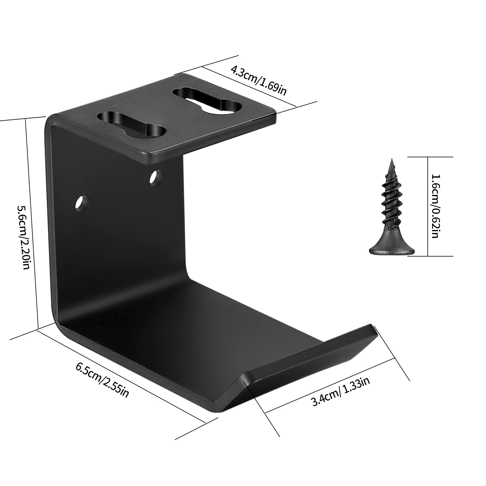 2 Pezzi Supporti per Cuffie, Gancio per Cuffie Sotto Scrivania, Supporto da Parete per Cuffie Wireless e Cablate, con Nastro Adesivo e Viti per Cuffie (nero)