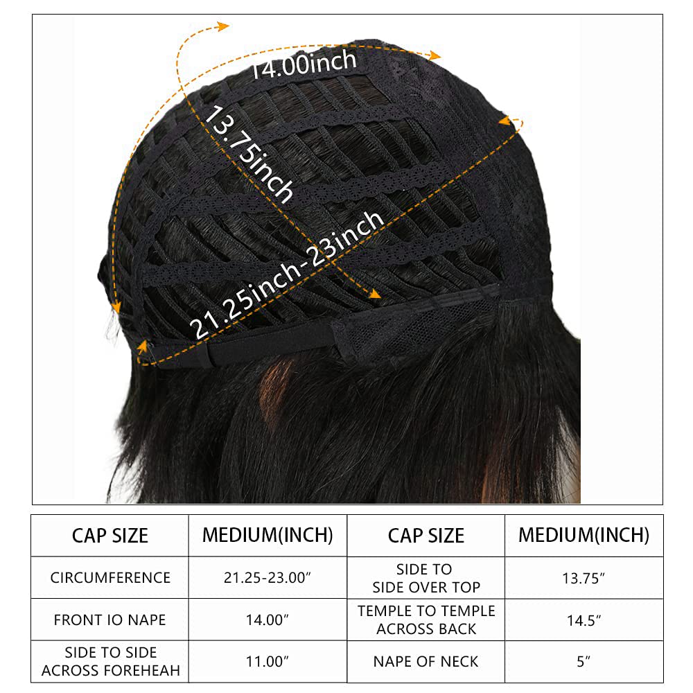 Parrucche Bob corte Parrucche per capelli umani con frangia Pixie Cut Capelli vergini brasiliani Remy 20 cm 103g (20 cm, Ombre Medium Brown With Light Auburn)