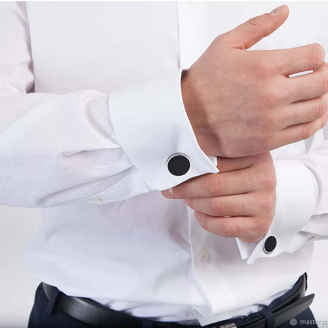 gemello Camicia Uomo, gemello da Polso Acciaio Inossidabile Nero Rotondo Retro