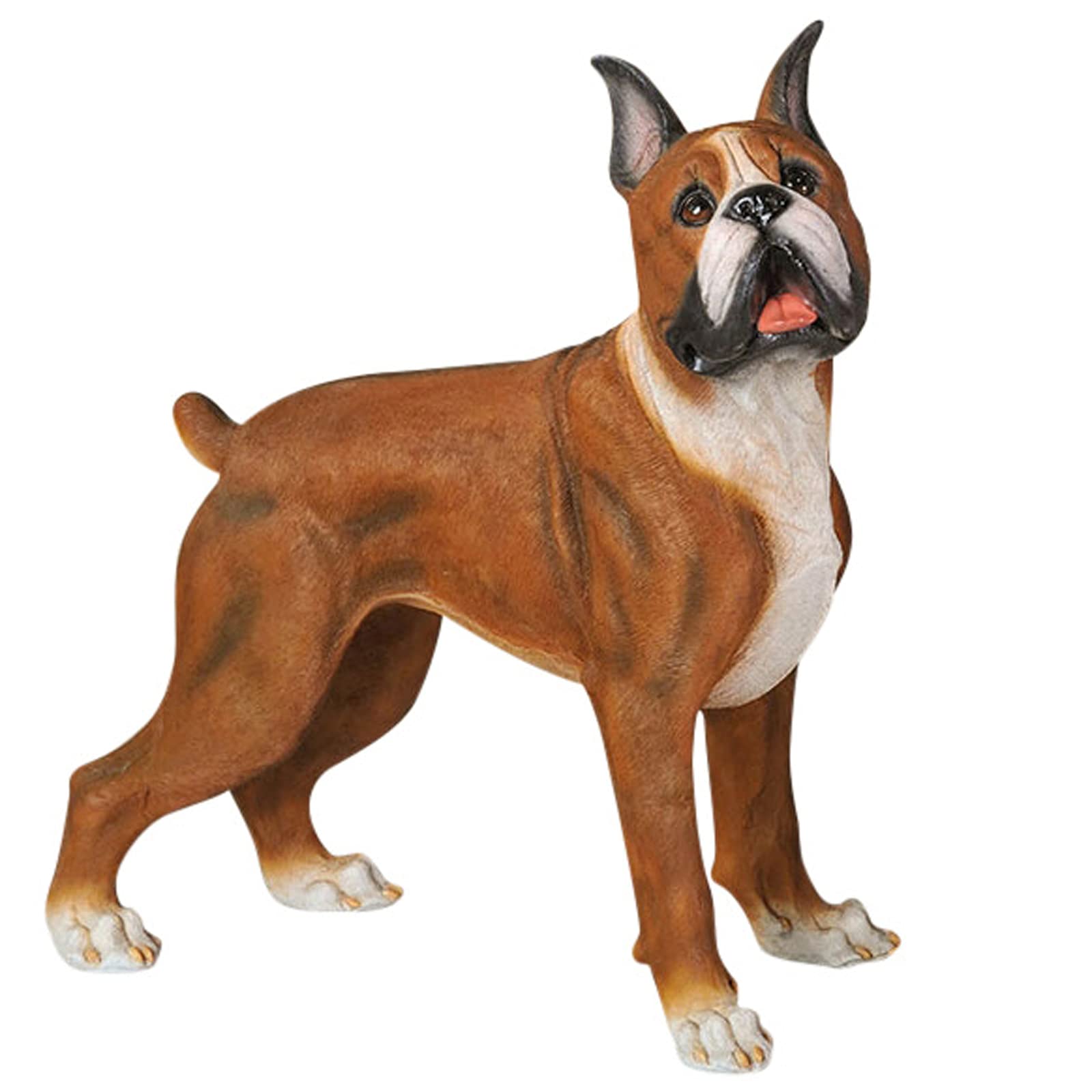Statue de chien boxer de simulation L 42 cm en résine imperméable pour déco extérieure de jardin