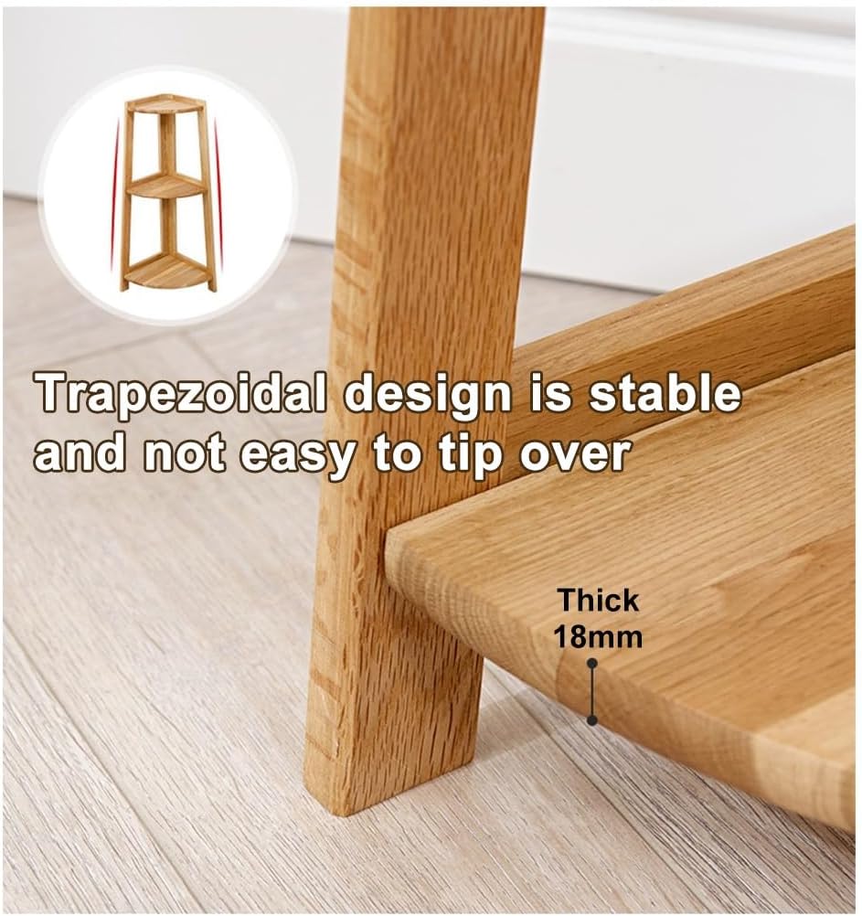 3 Tier Tall Wood Ladder Shelf Bookcase with Freestanding Display Cabinet for Bedroom Multipurpose Shelving Unit and Plant Stand for Small Space Rustic Original Wood Design (Origin