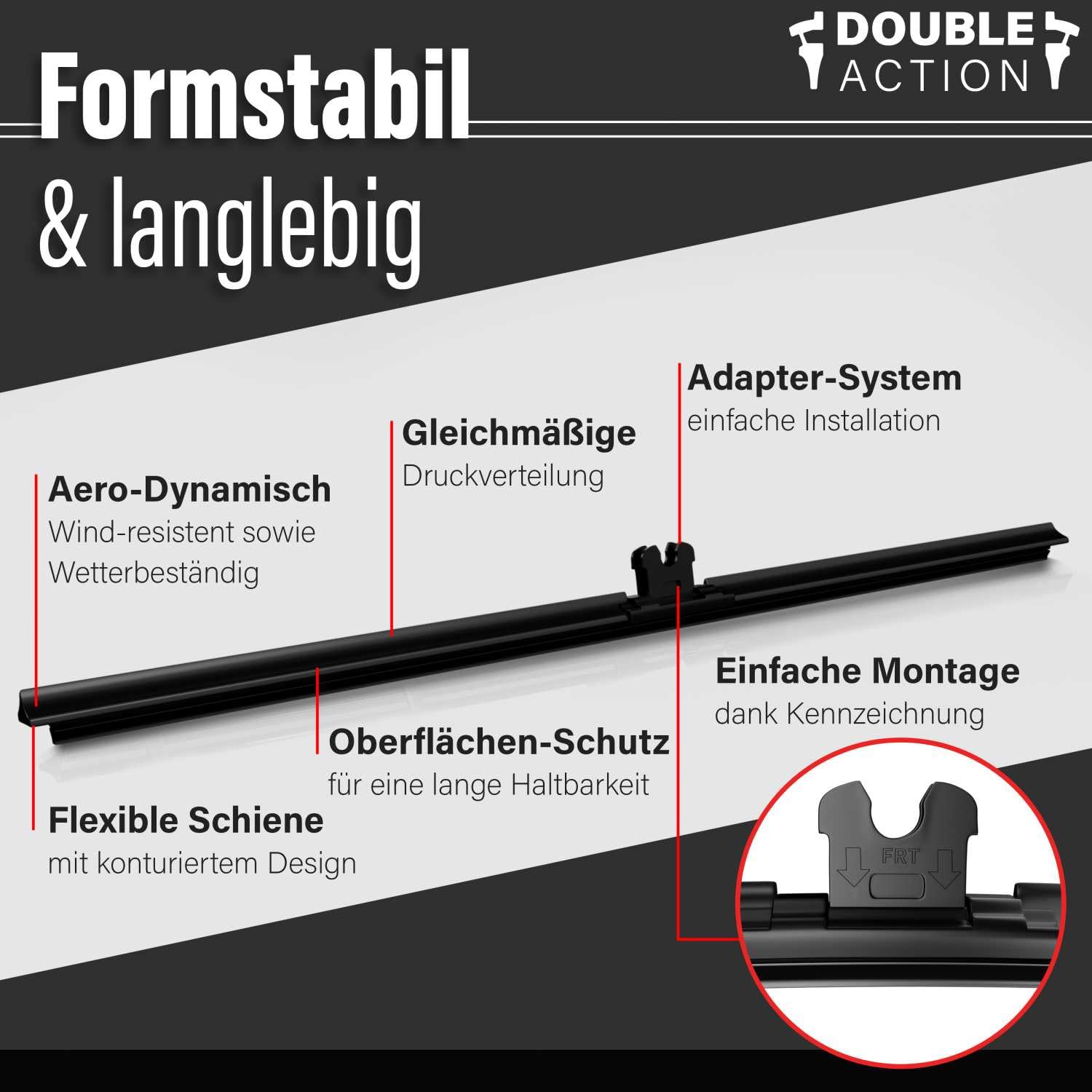 Set tergicristallo a doppia azione per parabrezza - compatibile con Hyundai Tucson anno 06/15 - lunghezza: 650mm/400mm