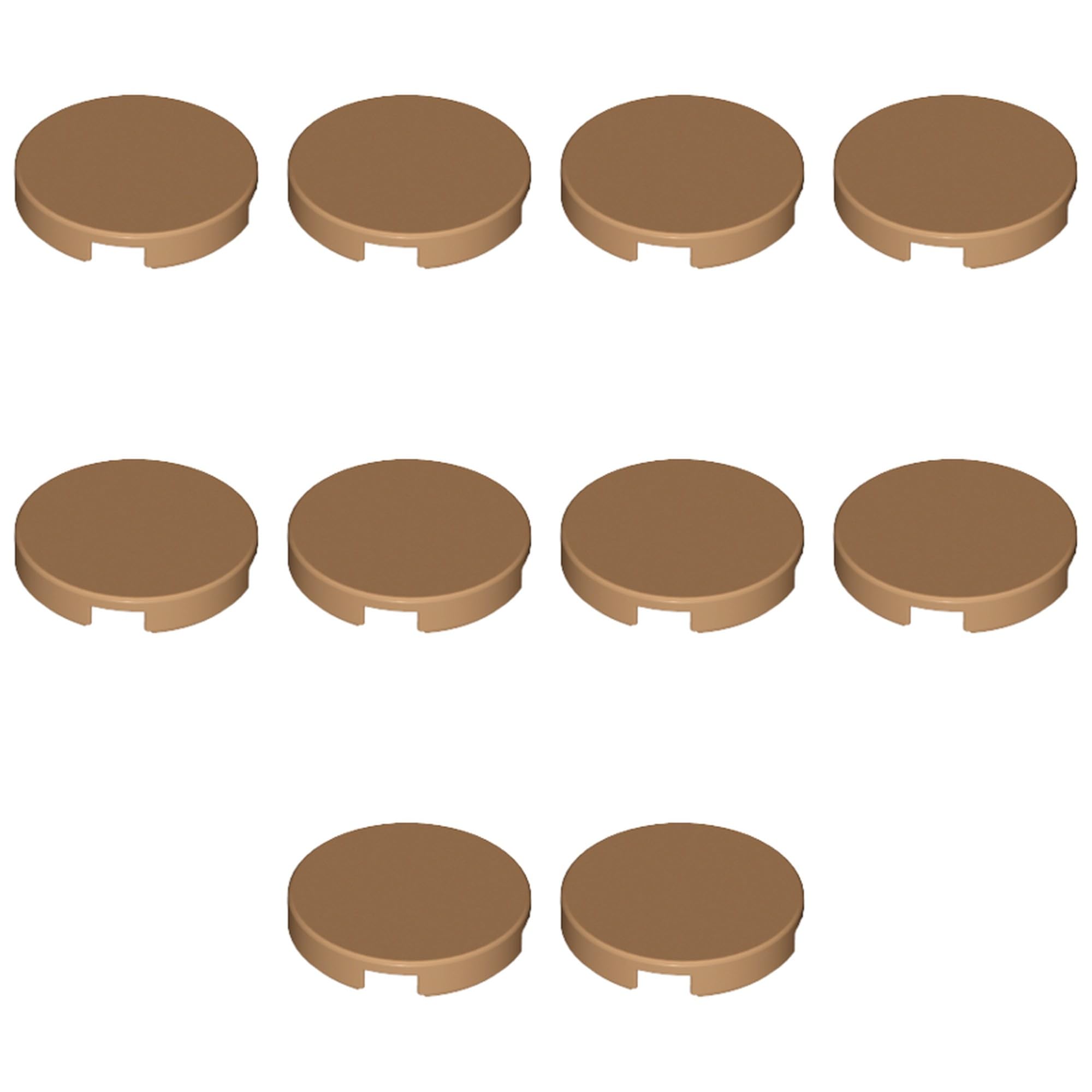 LEGO Tile, Round 2 x 2 with Bottom Stud Holder, Part 14769 (Medium Nougat, 10, Bricks)