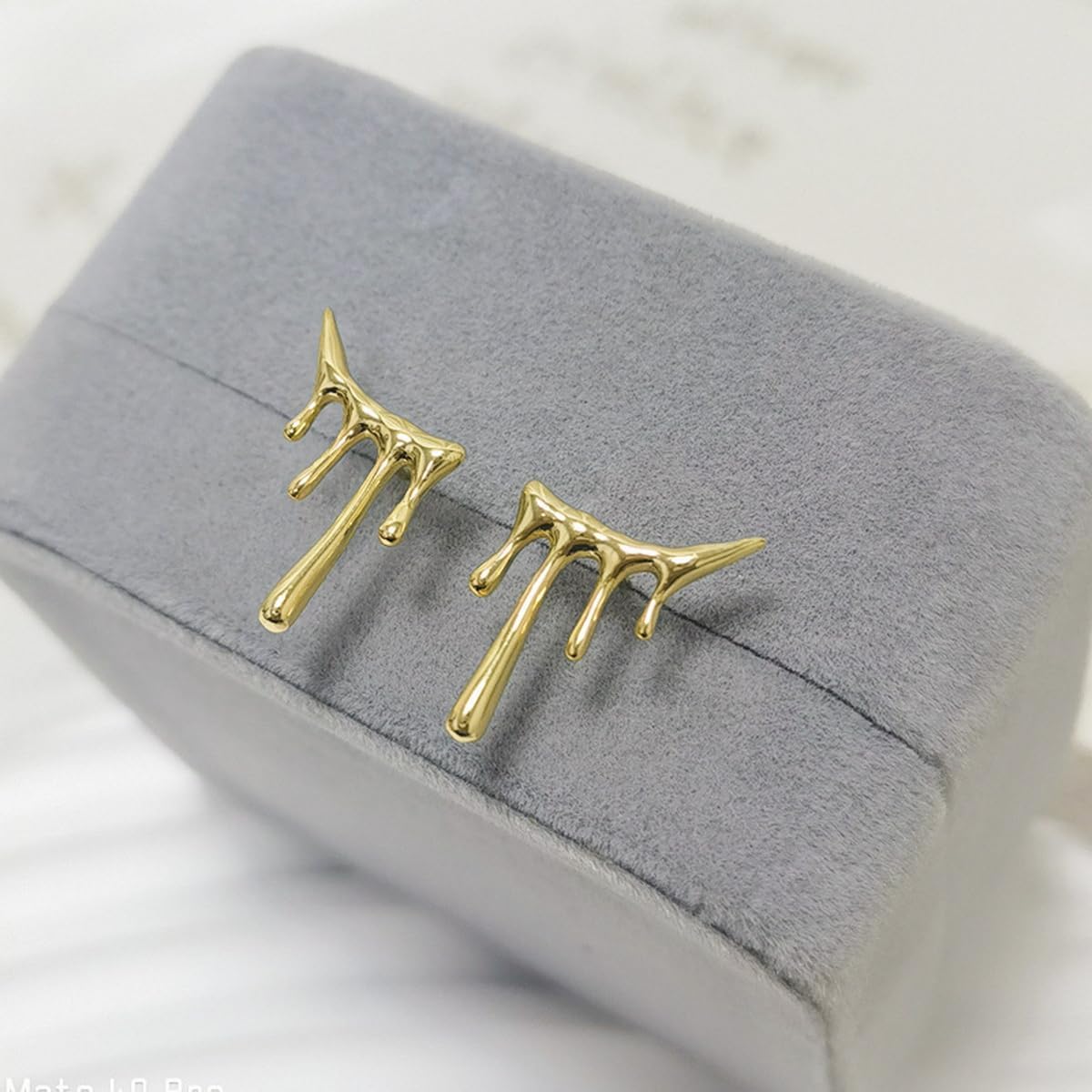 Melting Gold Plated Liquid Drip Ear Stud Earrings for Women, Irregular Water drop Modern Trendy Earrings,Sterling Silver Post Mixmatch Dripping Earrings,Unique Statement Jewelry - Image 7