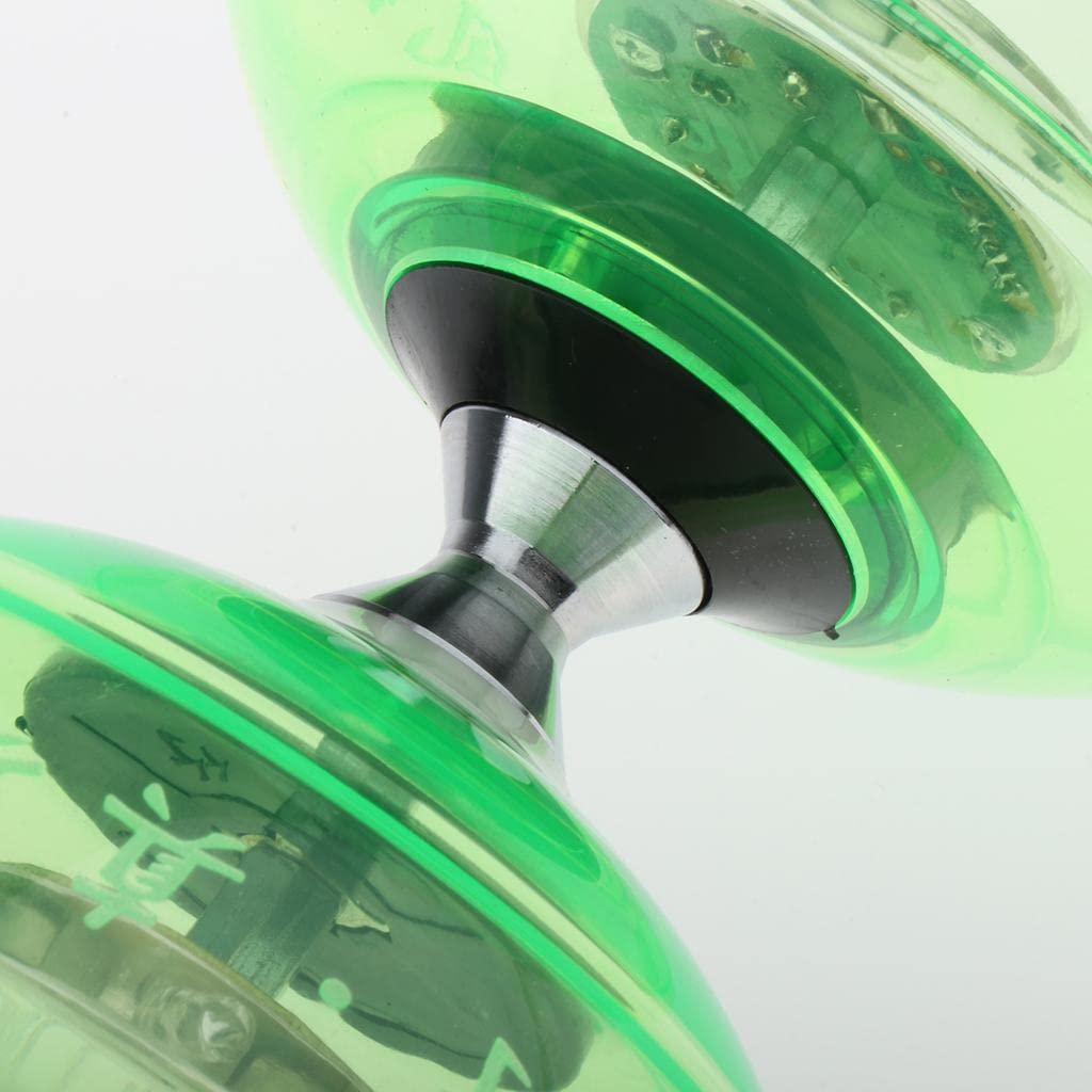 Qianly Diabolo mit LED Beleuchtung für Jonglierübungen, Inklusive Handsticks Und Schnur, Grün